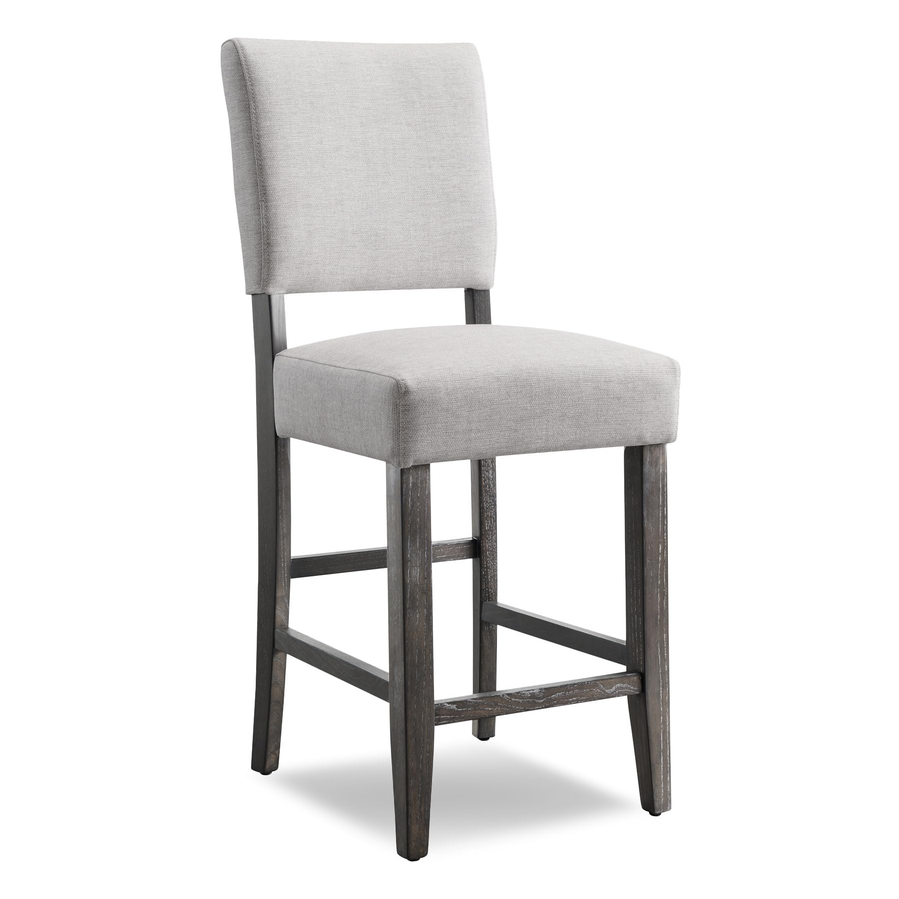 Leick Home 2-Pack Upholstered Counter Height Bar Stools with Wood Base - Blackbean & Gray Wash for Kitchen Island, Breakfast Bar & Dining Room - Comfortable & Stylish Seating Solution