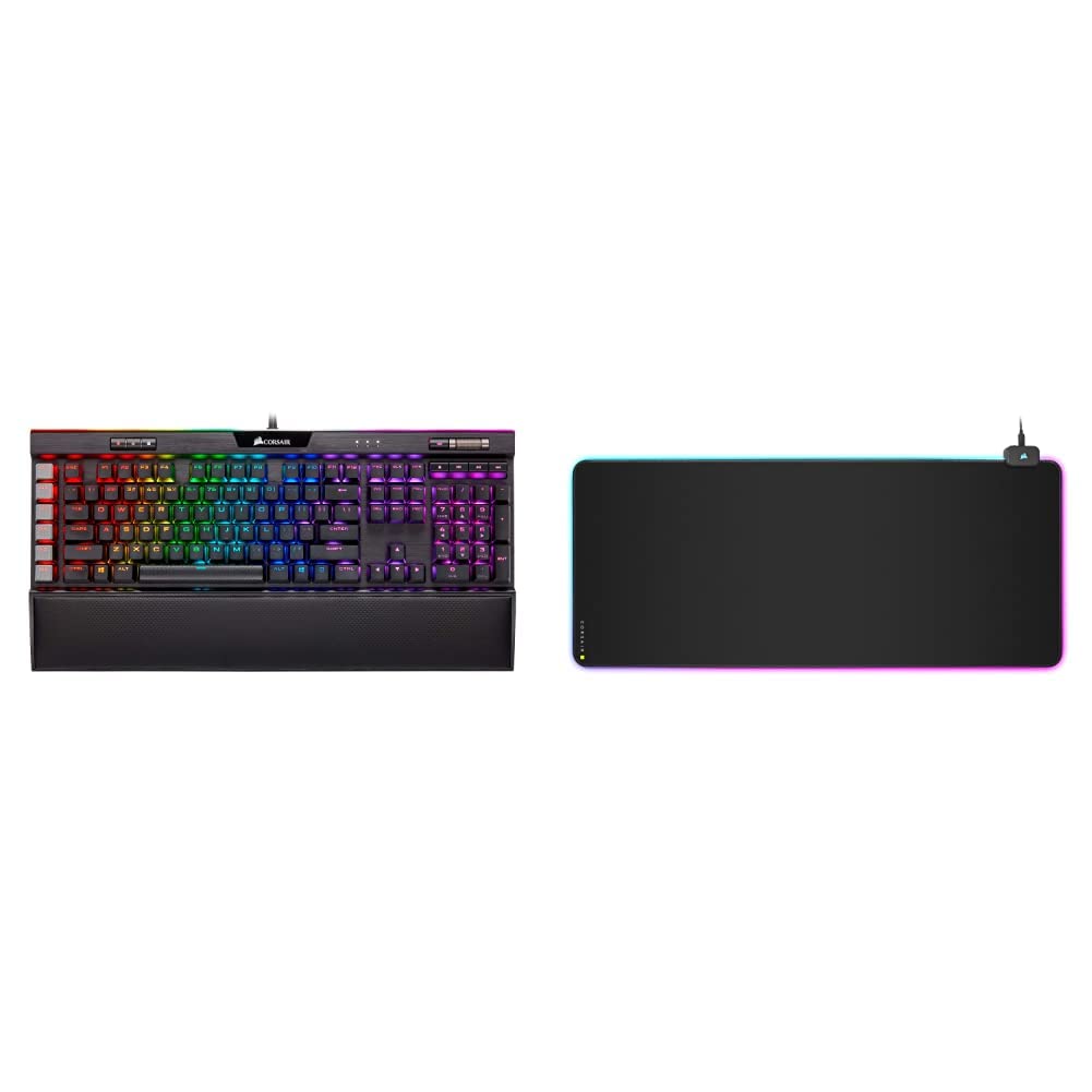 Corsair K95 RGB Platinum XT Mechanical Gaming Keyboard - Cherry MX RGB Brown Switches, Per-Key RGB Backlit, Wrist Rest | MM700 RGB Extended Cloth Gaming Mouse Pad - Perfect for PC Gaming, Streaming & Esports