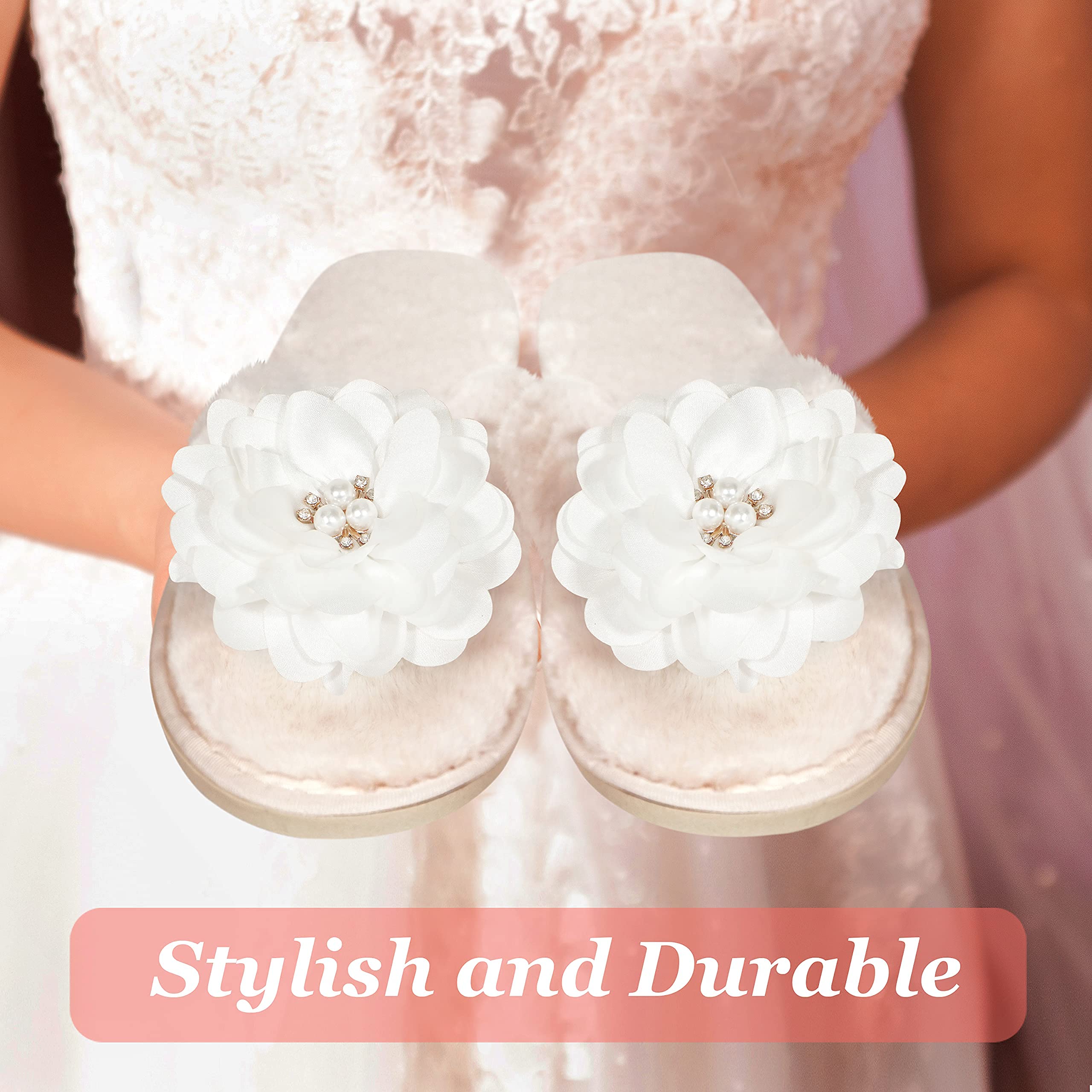 Women's 'I Do' Bridal Slippers - Wedding Shower, Bachelorette Party & Honeymoon Gifts for Bride, Bridesmaids - Comfortable House Shoes for Engagement, Wedding & Special Occasions