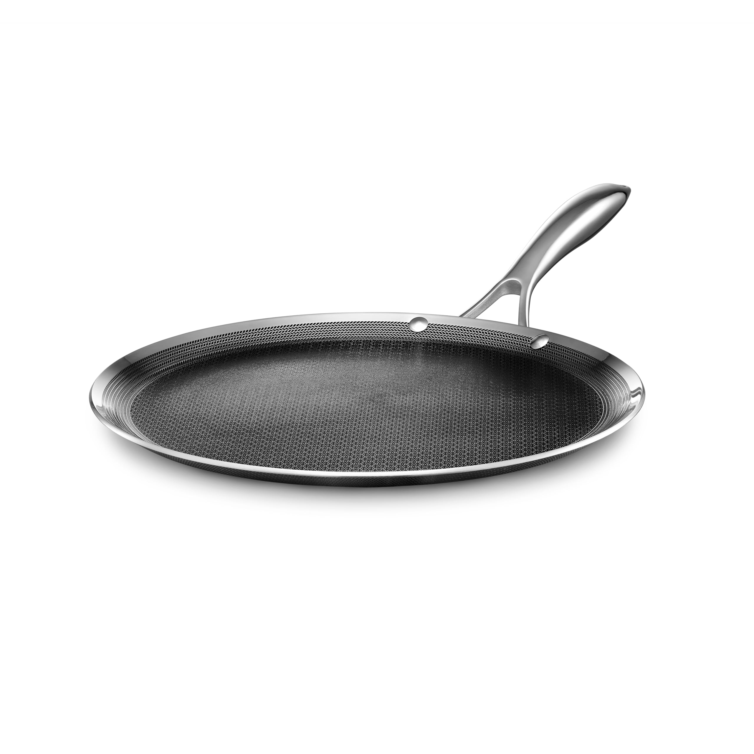 HexClad Hybrid Nonstick 12-Inch Griddle Pan - Stay-Cool Handle, Dishwasher & Oven Safe (900°F), Induction Compatible for All Cooktops - Perfect for Pancakes, Burgers & Seared Steaks at Home