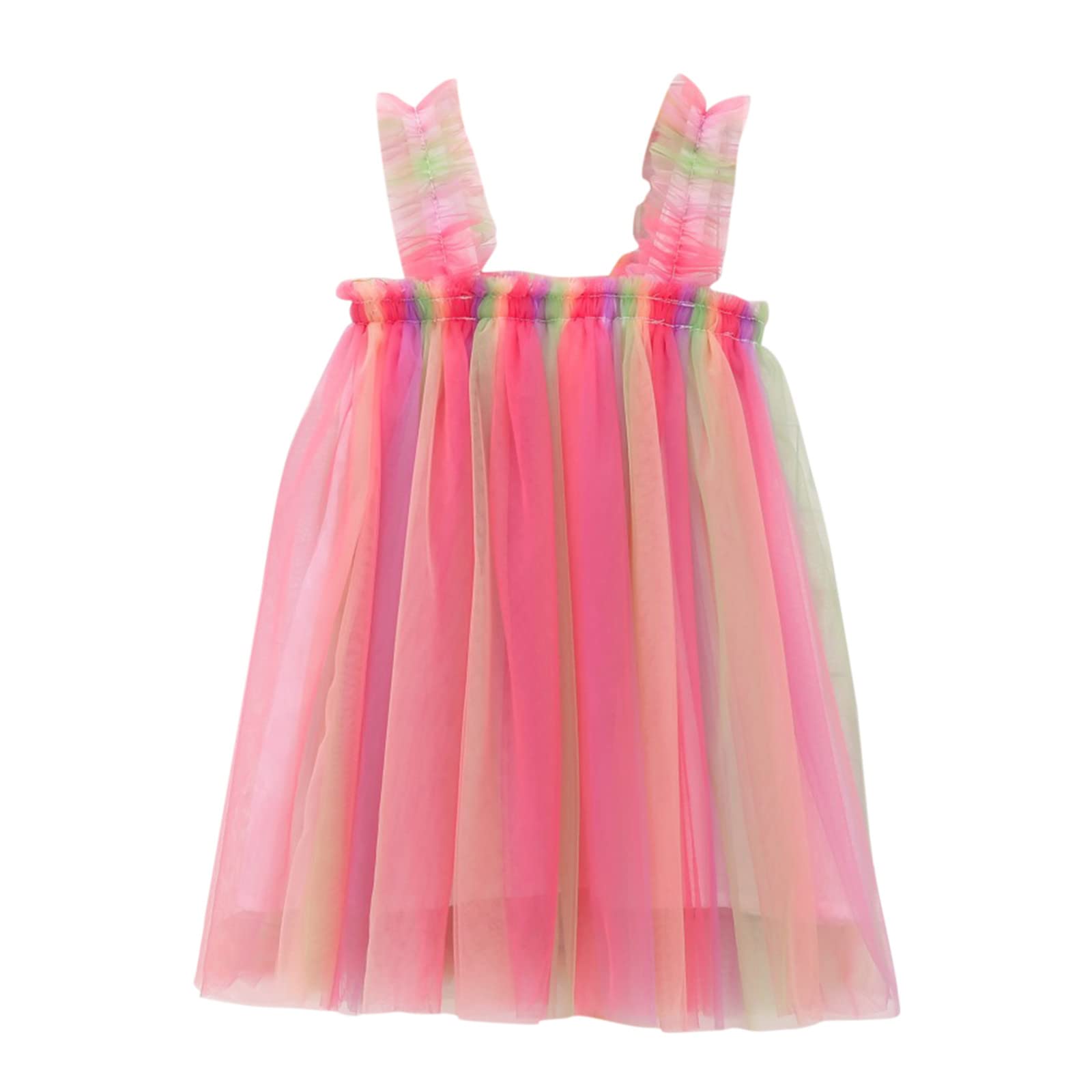 Girls Princess Birthday Dress - Sleeveless Tulle Tutu Party Dress for Baby Toddler 1-6 Years - Rainbow Layered Beach Dress for Summer - Perfect for Birthday Parties, Beach Outings & Casual Wear (Size 12-18 Months)