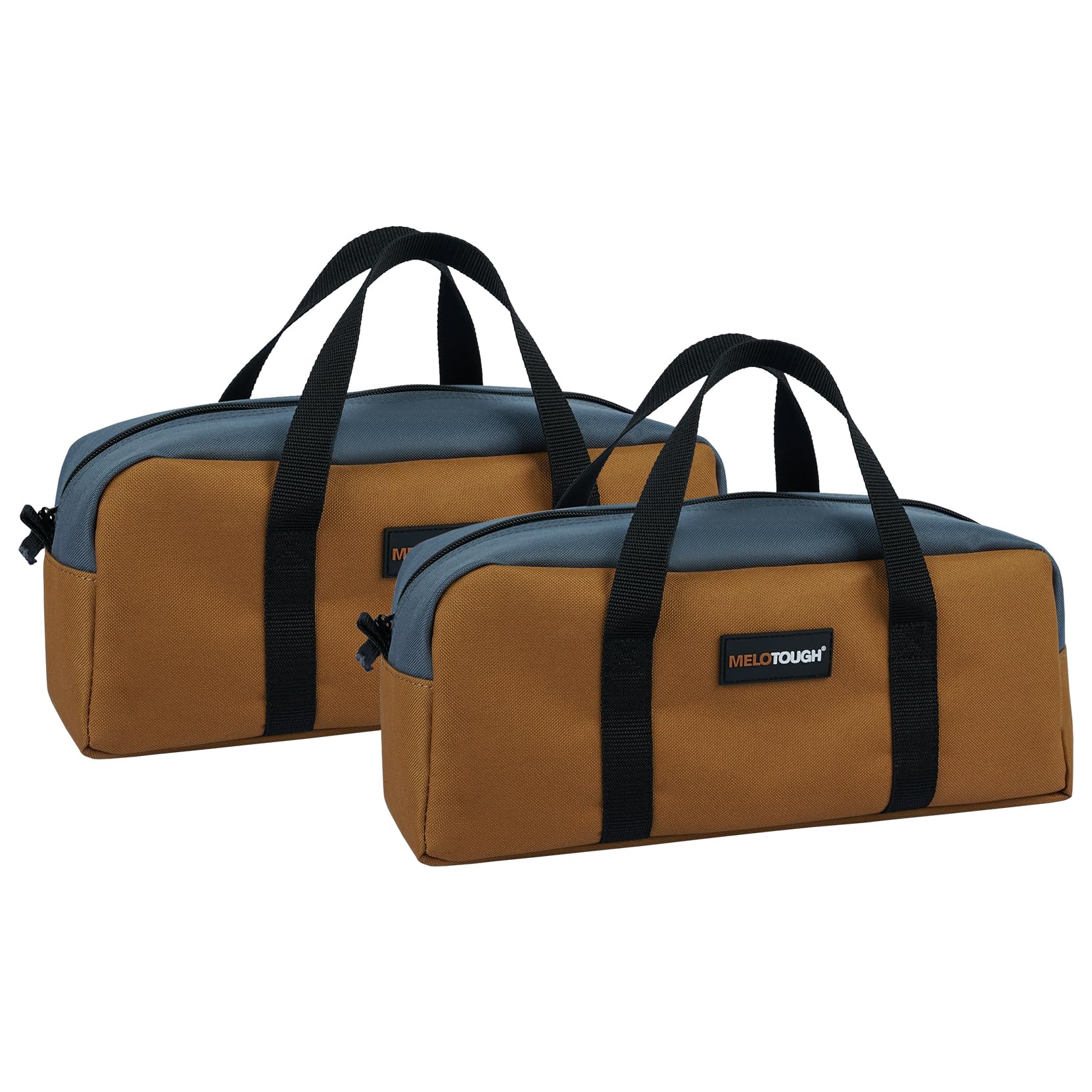 Durable 14-Inch Tan Canvas Tool Tote Bag with Zipper - Includes 2 Medium Tool Organizer Pouches for Electricians, Plumbers, HVAC Technicians & DIY Projects - Perfect for Job Sites, Home Repairs & Workshop Organization
