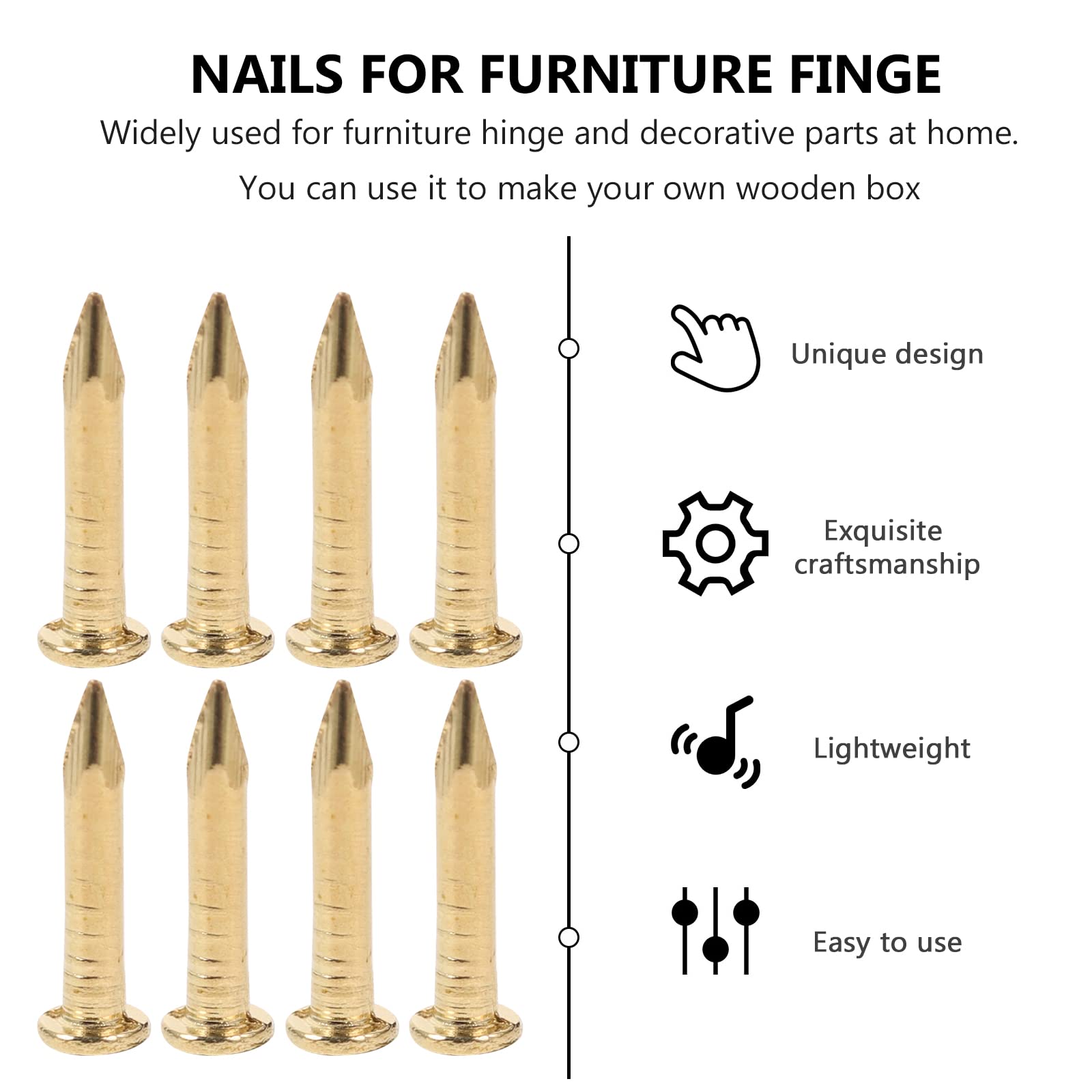 100pcs Small Brass Nails - 18mm Round Head Mini Nails for Woodworking, DIY Hinges, Jewelry Boxes & Craft Projects | Perfect for Home Decor, Furniture Repair & Wooden Model Making