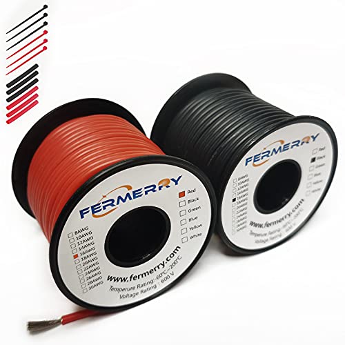 16 AWG Silicone Wire Kit - 10Ft Red & Black Hook Up Wire, Flexible Stranded Tinned Copper for DIY Electronics, Automotive, Solar Projects - High Temperature Resistant by Fermerry