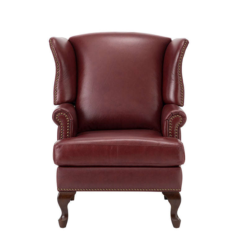 Premium Wilhelm Genuine Leather Armchair - Handcrafted Brown Leather Lounge Chair with Solid Wood Frame - Perfect for Living Room, Office & Study Spaces