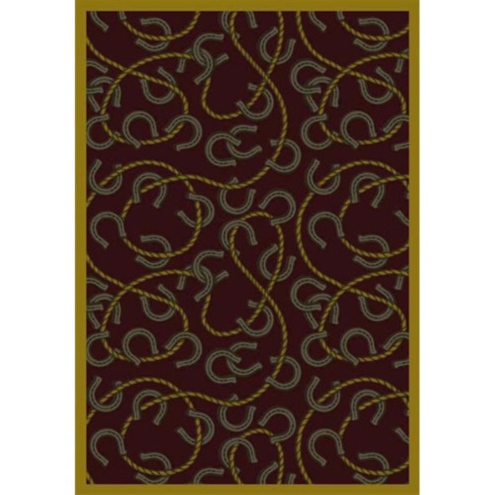 Joy Carpets Kaleidoscope Rodeo Whimsical Area Rugs - Burgundy Red Kids Playroom & Nursery Rug - Soft Non-Slip Floor Mat for Bedroom, Living Room, Dorm Decor