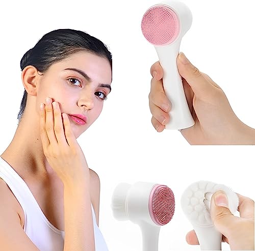 YOMITH 2-in-1 Silicone Facial Cleansing Brush for Deep Pore Exfoliation - Skin & Body Care (Pink)