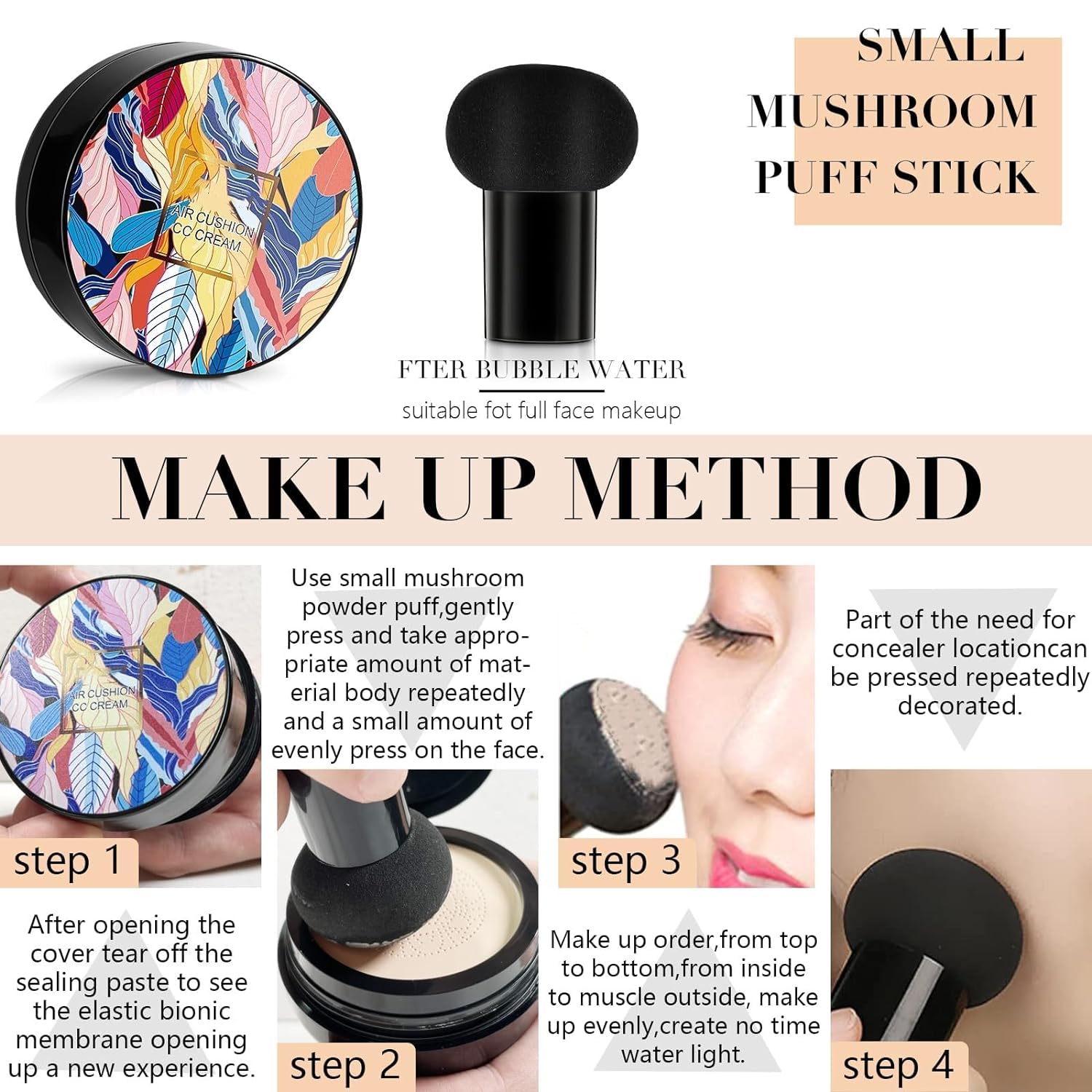 Apartmentm 2024 New Mushroom Head Air Cushion CC Cream - Lightweight Matte Finish, Buildable Coverage, Oil Control & Hydrating (Mix Shades) - Perfect for Daily Makeup, Travel & On-The-Go Touch Ups