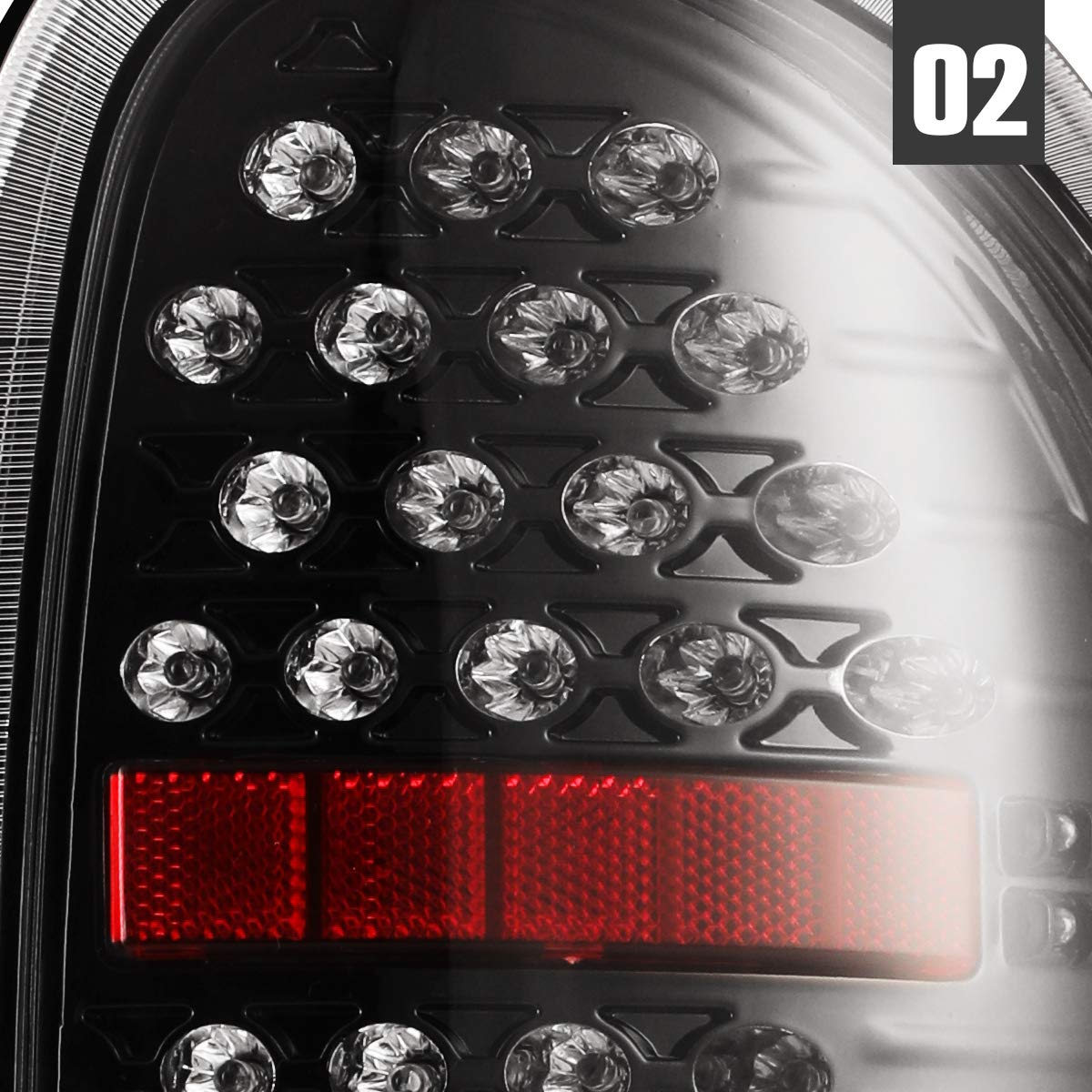 AUTOWIKI LED Tail Lights Replacement for 1998-2003 Dodge Durango, 1996-2000 Dodge Caravan/Chrysler Town & Country/Plymouth Voyager - Glossy Black & Clear Tail Lamp Assembly (2PCS) - Enhanced Visibility & Style for Night Driving & Custom Car Upgrades