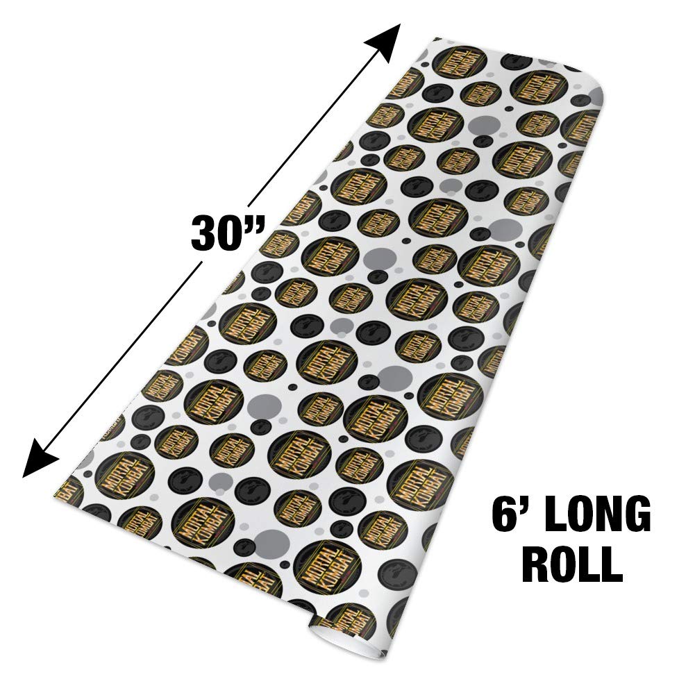 Mortal Kombat Video Game Gift Wrap Paper Roll - Insert Coin Design - Perfect for Birthday, Christmas, Gaming Party Decorations & Gamer Gifts