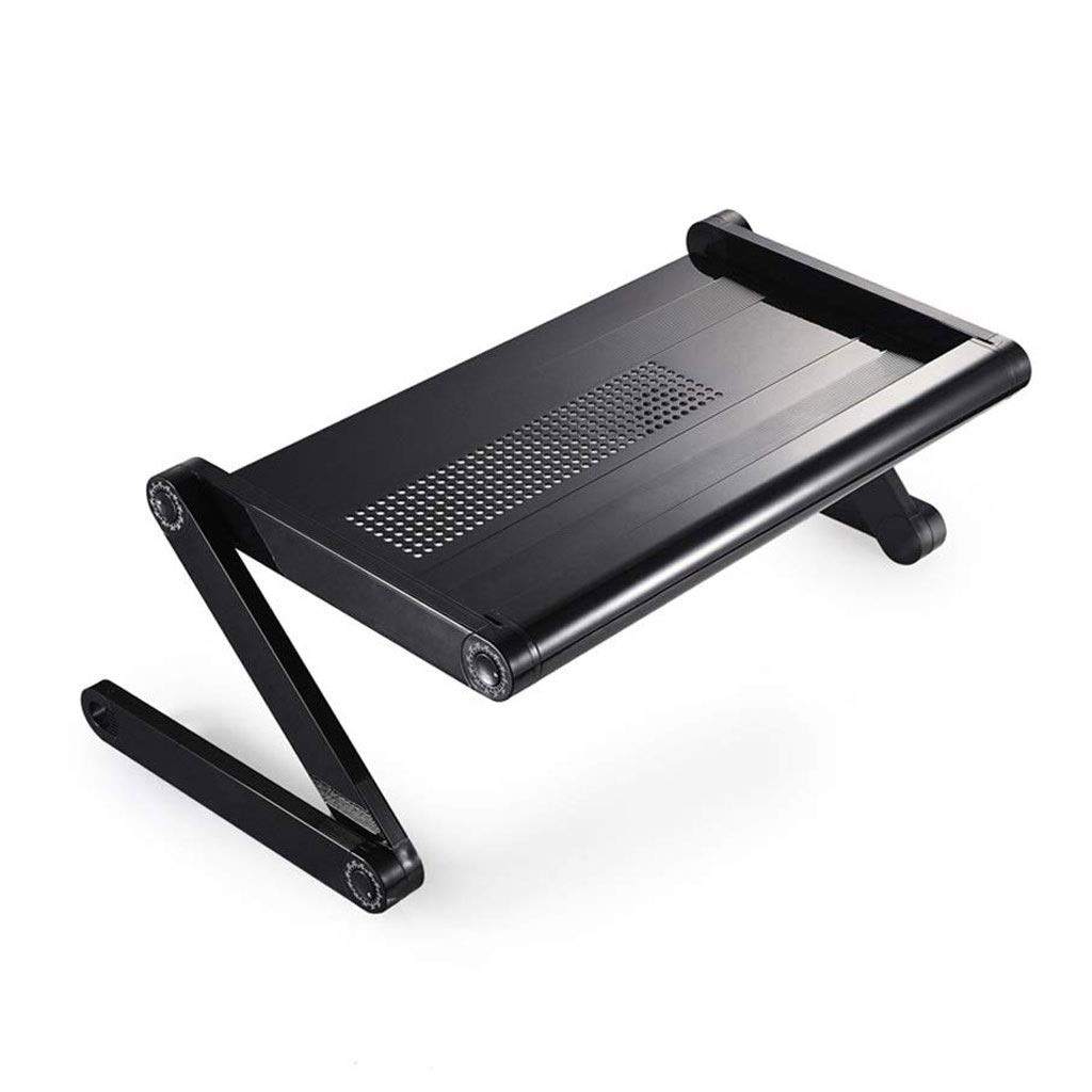 Foldable Laptop Stand with Adjustable Height & Angle - Ergonomic Aluminum Portable Computer Riser for Home, Office & Bed - Cooling Tray & Folding Holder (Black) - Perfect for Work, Study & Streaming in Bed or on Couch