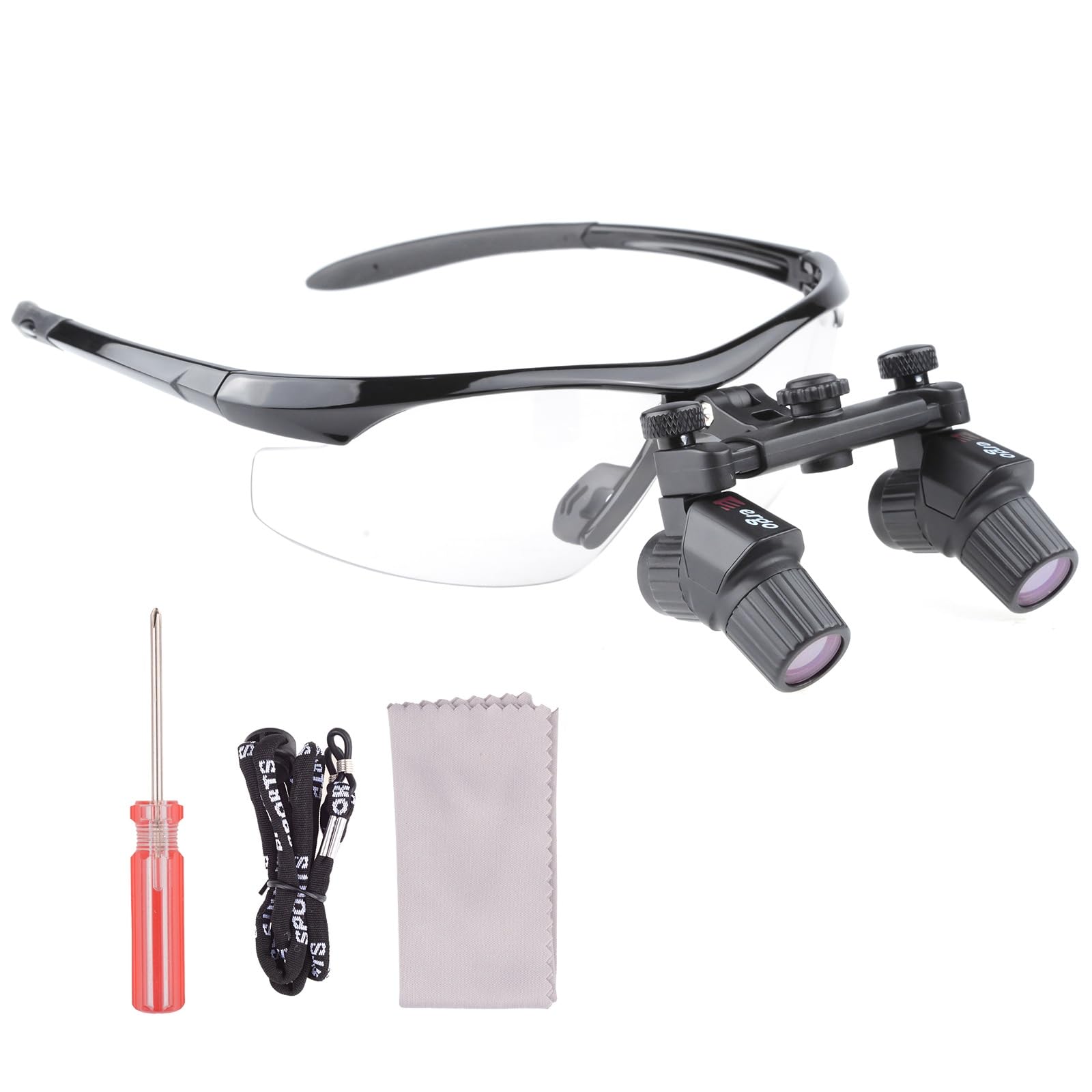 4.0X Plastic Frame Ergonomic Binocular Loupes - Adjustable Bend Head Magnifying Glasses with 450mm Working Distance (DY-119) - Perfect for Jewelry Making, Watch Repair & Dental Work