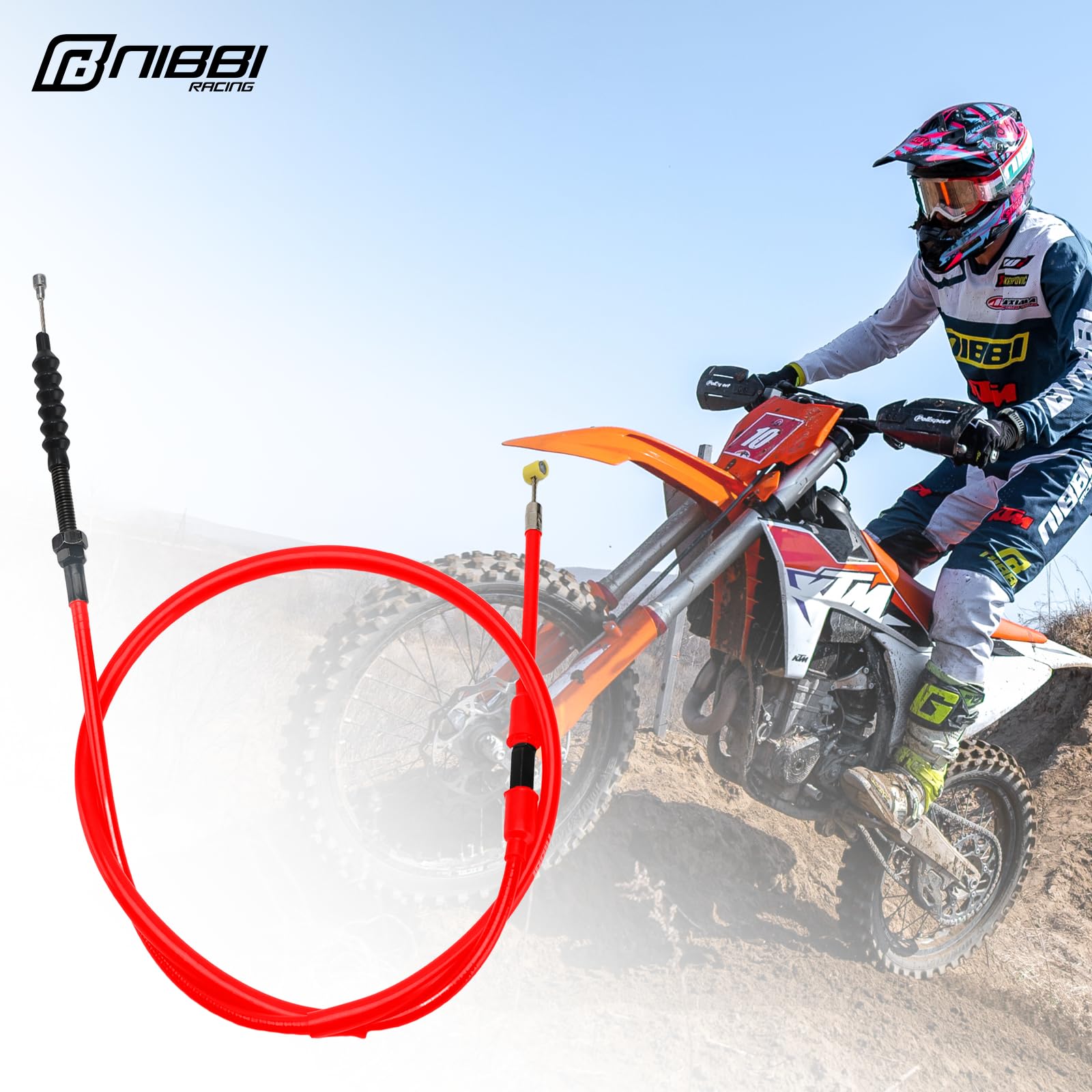 NIBBI Replacement Clutch Cable for Dirt Bike, Mini Bike, Pit Bike - Compatible with NC Engine 110CC 125CC 200CC 250CC Motorcycles (Red) | Perfect for Off-Road Racing, Trail Riding & Motorcross Maintenance