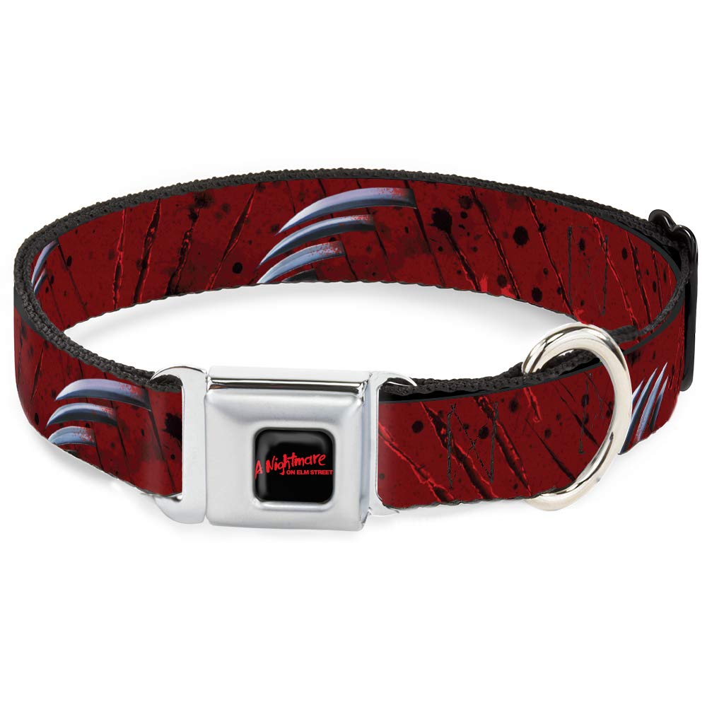 Freddy Krueger Nightmare on Elm Street Dog Collar - 13-18 Inch Adjustable, 1.5 Inch Wide Pet Seatbelt with Scary Hand Design - Perfect for Halloween Costumes, Cosplay & Horror Movie Fans