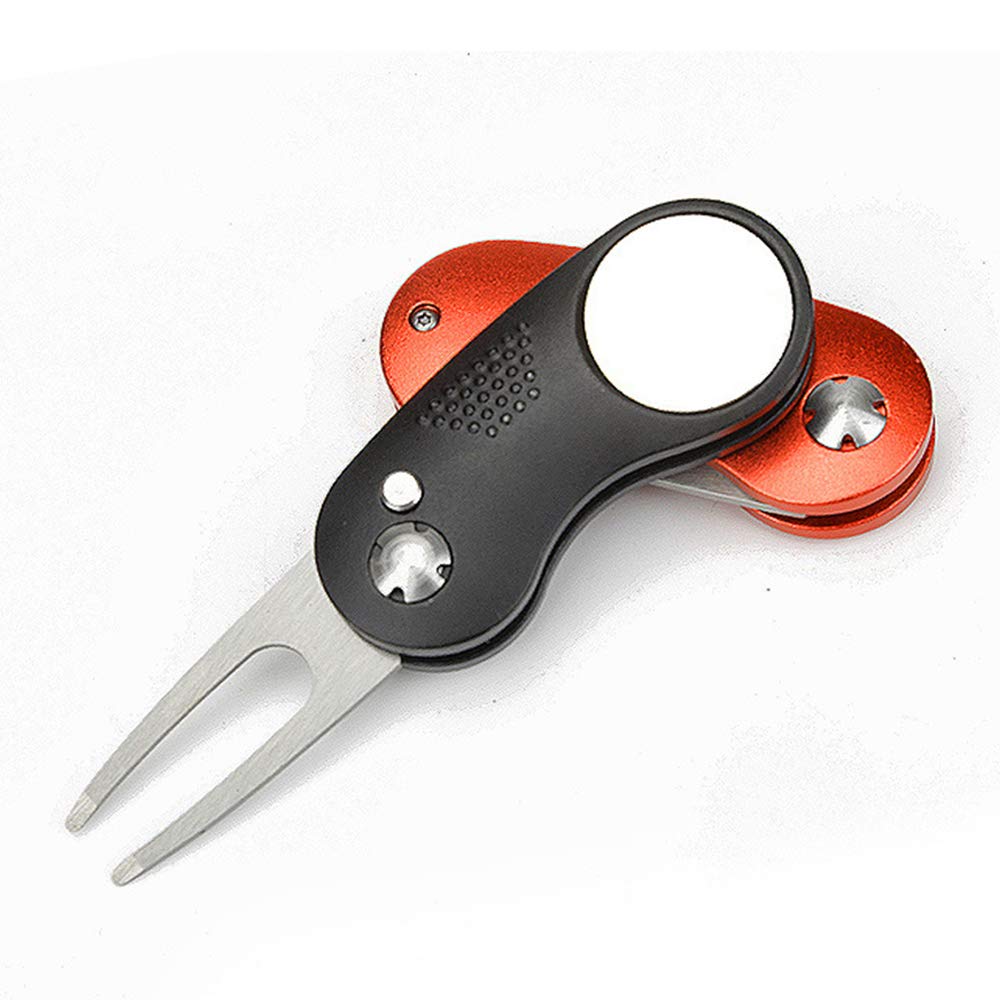 Premium Stainless Steel Golf Divot Repair Tool - Curved Folding Switchblade Design for Golf Ball Marks & Pitch Marks - Essential Golf Course Accessory for Training & Practice (Grey) | Perfect for Greens, Fairways & Driving Range Use