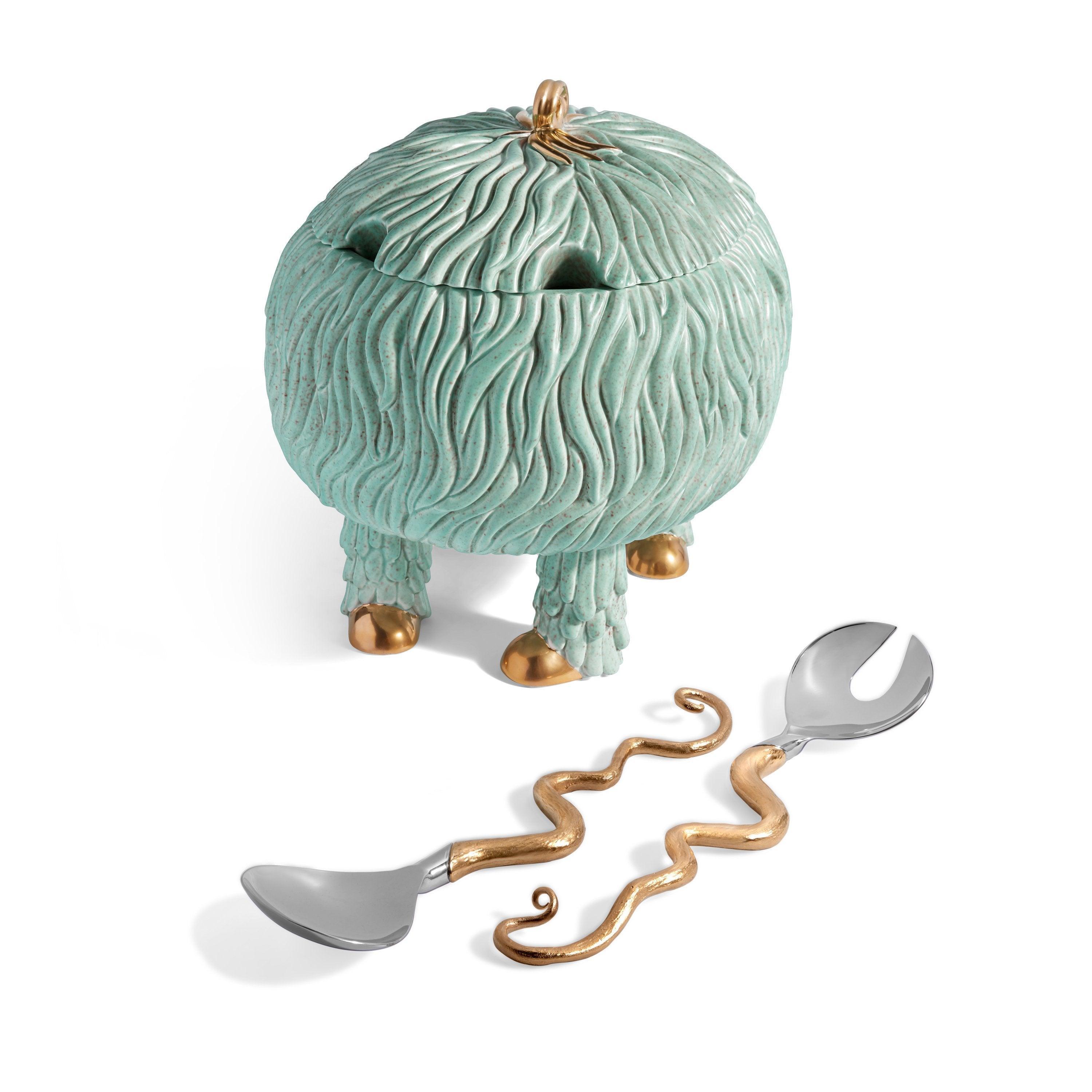 Haas Fox Salad Monster Serving Bowl - Fun Halloween Party Bowl for Kids & Adults - Perfect for Halloween Decorations, Themed Parties & Spooky Dinnerware