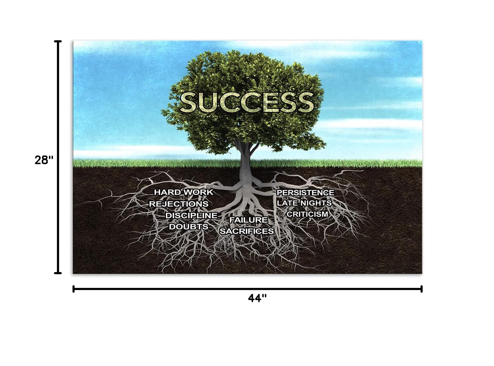 Urttiiyy Success Tree Motivational Canvas Wall Art - Inspirational Entrepreneur Quotes Painting Prints for Office, Gym, Classroom - Framed Ready to Hang Decor - Perfect for Home Office, Workout Room & Study Space