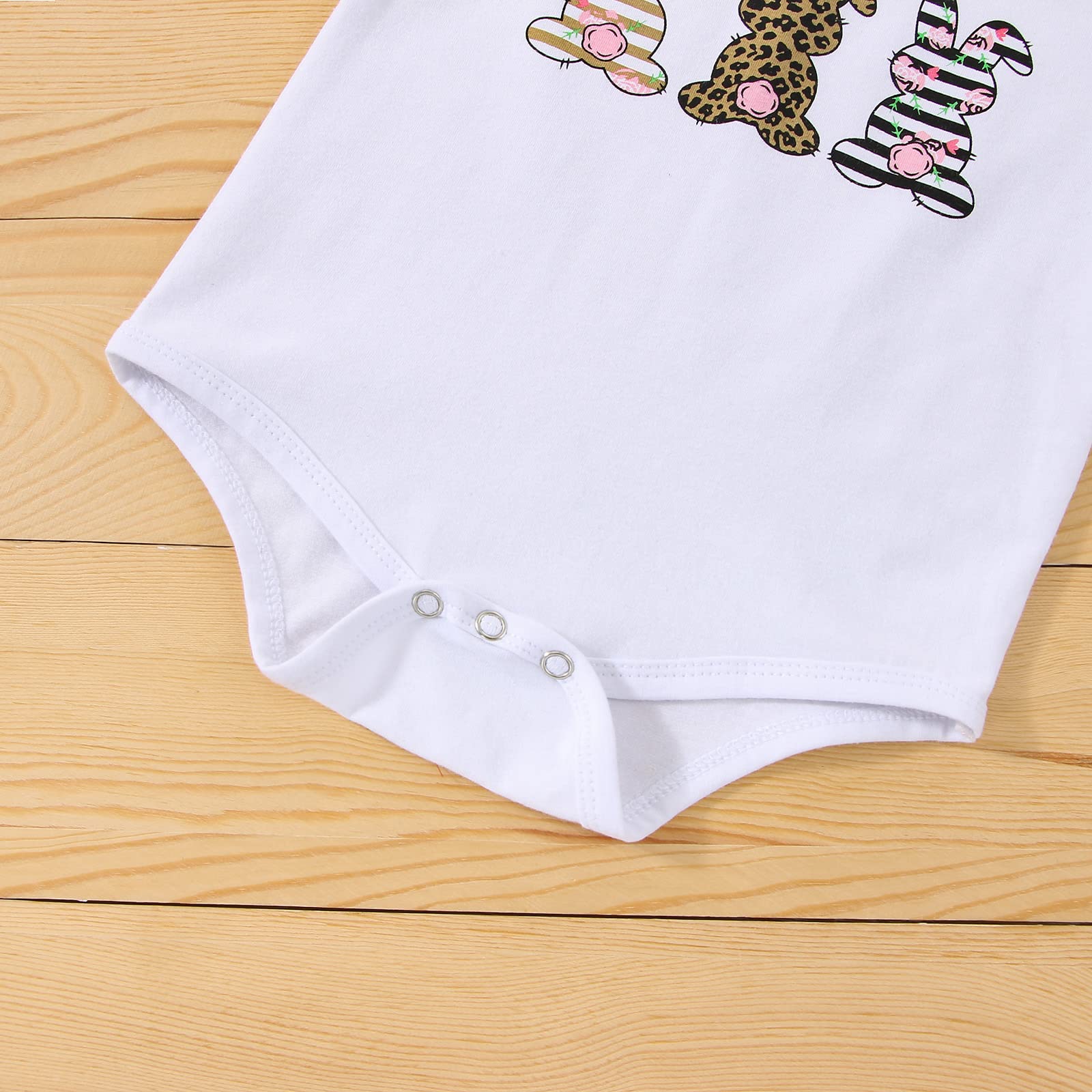 3Pcs Newborn Baby Girl Easter Outfit - Bunny Romper Bodysuit with Short Sleeves, Waffle Shorts & Headband Set - Perfect for Easter Photos, Spring Celebrations & Family Gatherings