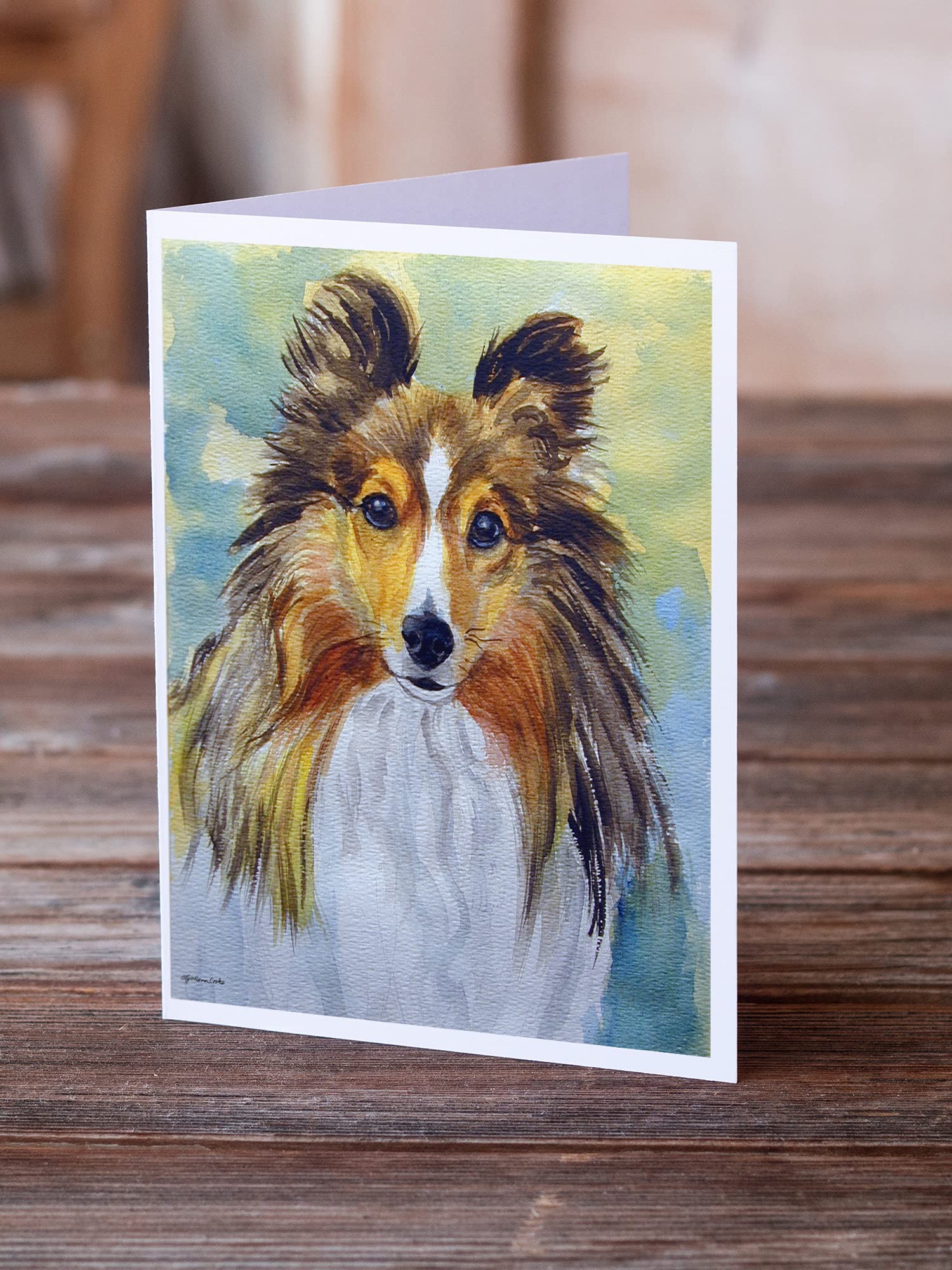 Caroline's Treasures 7397GCA7P Sheltie Toby Blank Greeting Cards - Pack of 8 A7 Size (5x7) Note Cards with Envelopes - Whimsical Dog Lover Stationery for Birthdays, Thank You Notes & Special Occasions