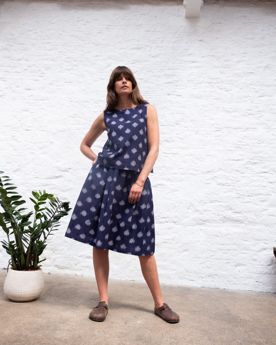 Jordan Women's Cotton Casual Skirt | Indigo Dot Print | Comfortable Summer Skirt for Women | Perfect for Beach, Vacation & Everyday Wear