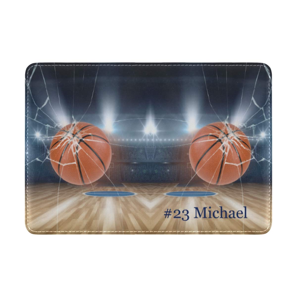 Custom Leather Passport Holder for Men - Basketball Themed Travel Wallet Case with RFID Protection - Perfect for Business Trips, Vacations & Gifts