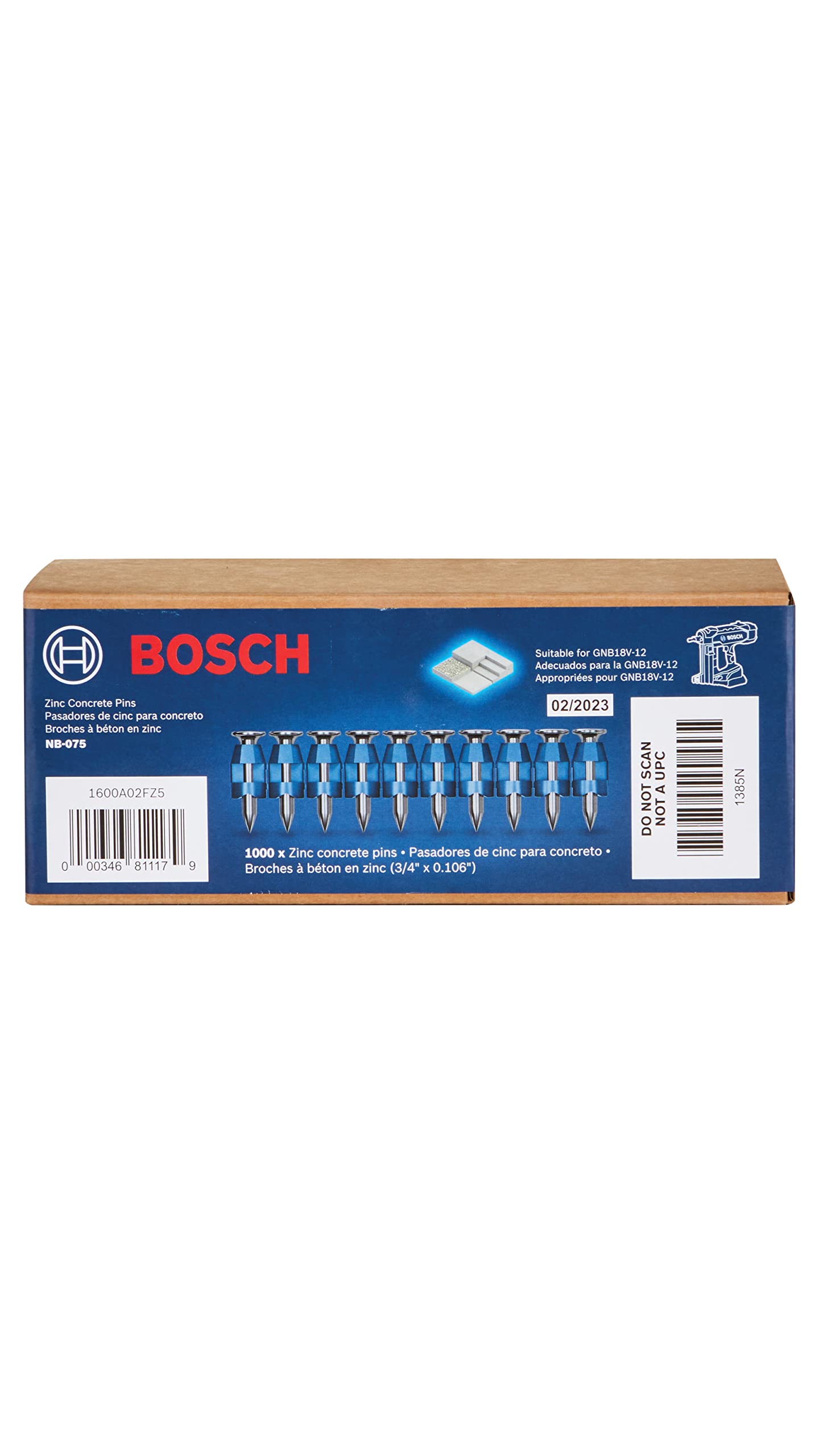 BOSCH NB-075 3/4 Inch Collated Concrete Nails for Fastening Wood to Concrete - Perfect for Framing, Decking, and Construction Projects