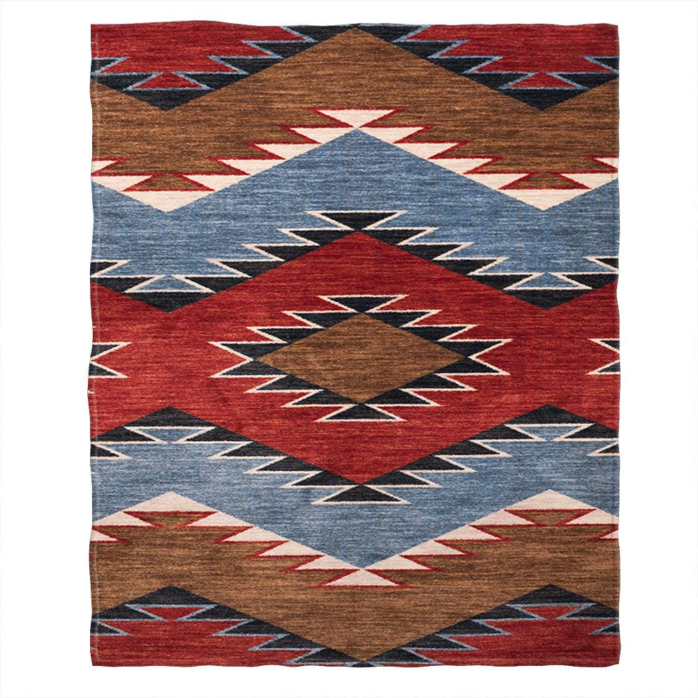 Southwest Native American Chevron Pattern Soft Cozy Throw Blanket - 50x60 Inch Fuzzy Polyester Blanket for Couch, Bed, Sofa - Perfect for Adults & Teens - Home Decor, Travel, Camping, Gift Idea