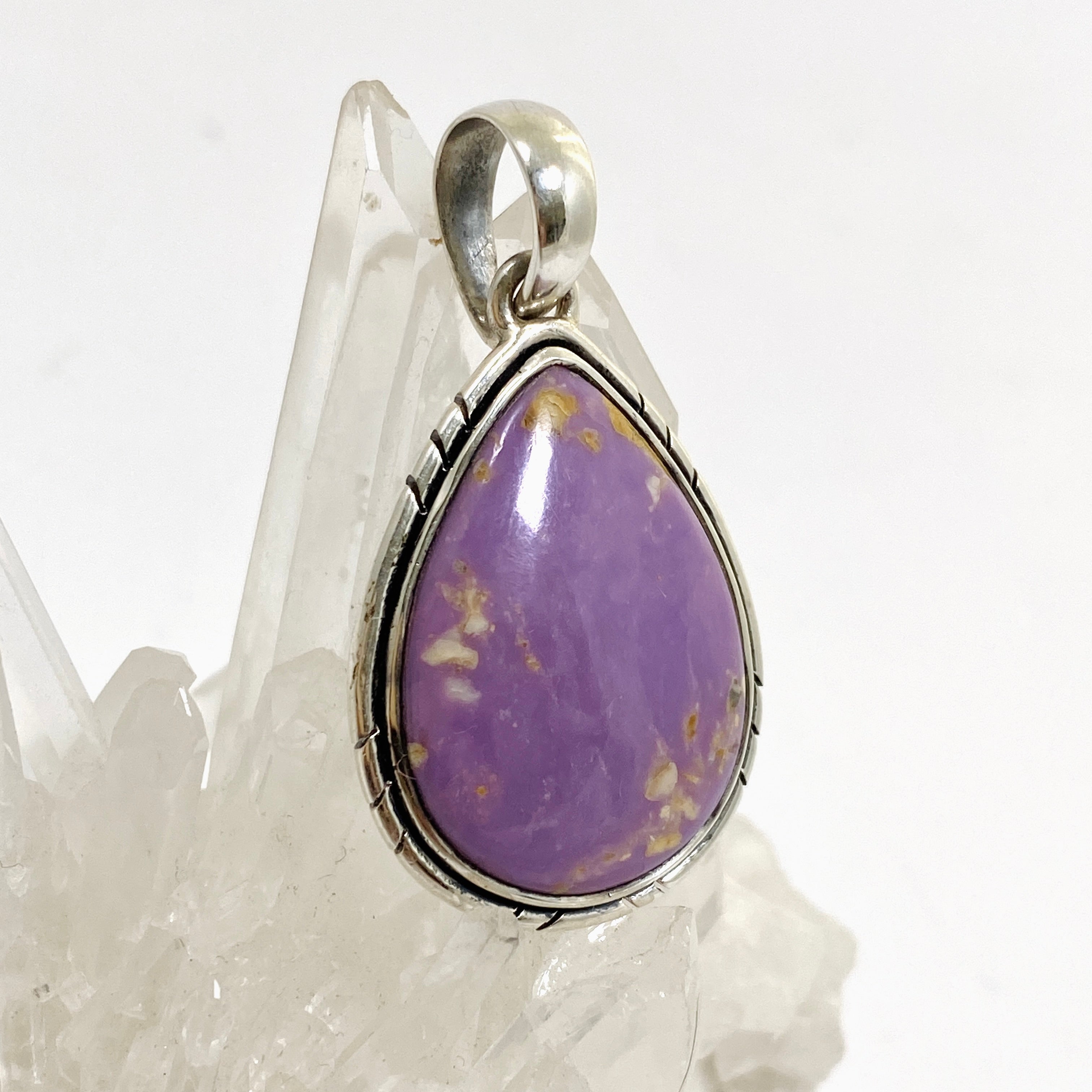 Natural Phosphosiderite Teardrop Cabochon Pendant in Sterling Silver Setting - Unique Handmade Jewelry for Women - Perfect for Boho Style, Gift Giving & Special Occasions