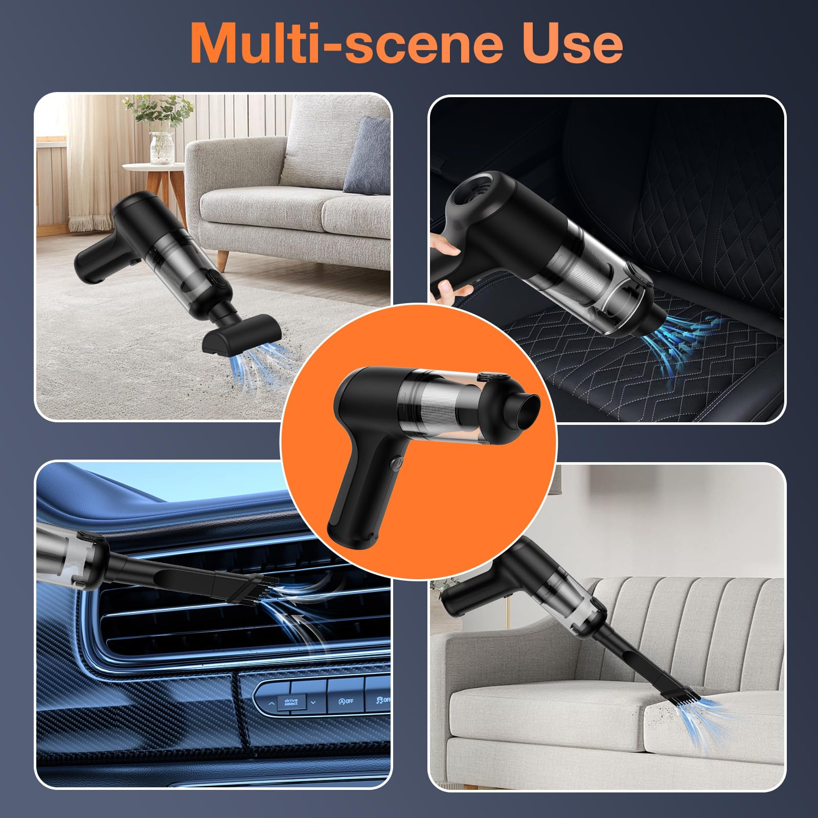 Rechargeable Cordless Handheld Mini Air Blower & Car Vacuum Cleaner - 18000Pa High Power Brushless Motor Electric Air Duster for Home, Car, Office & Workspace | Perfect for Cleaning Keyboards, Vents, Car Interiors & Small Spaces