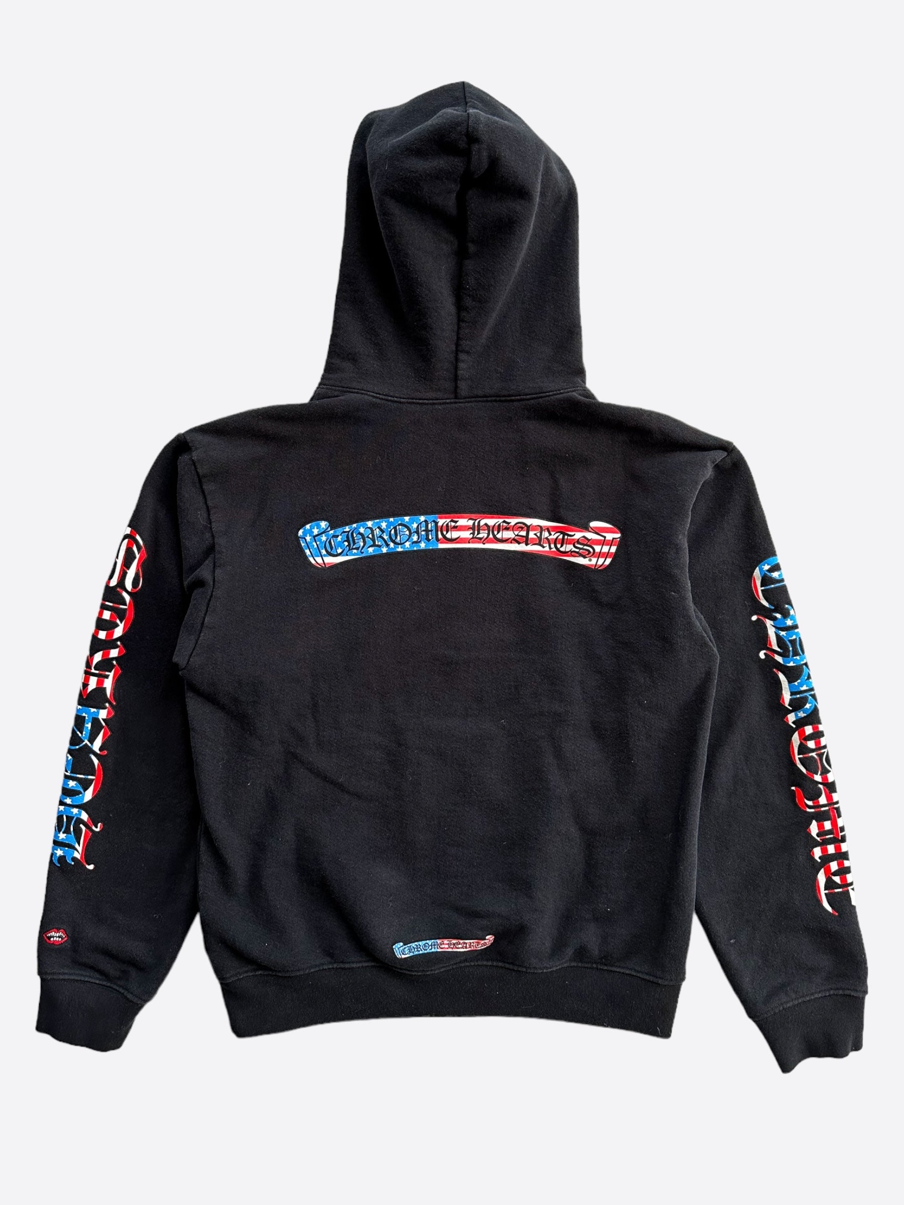 Chrome Hearts Black Hoodie with USA Flag Scroll Logo - Stylish Streetwear for Men & Women | Perfect for Casual Outfits, Urban Fashion, and Everyday Wear