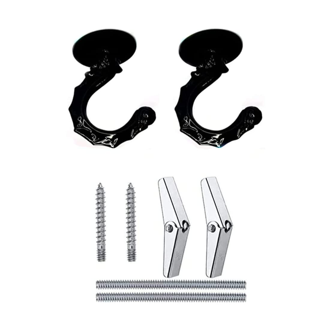 Heavy Duty Ceiling Hooks for Hanging Plants, Chandeliers & Wind Chimes - 2 Pack Large Black Swag Hooks - Perfect for Home, Office & Kitchen Decor