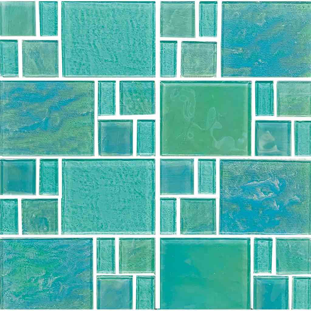 Iridescent Glass Tile Veranda Green Mixed - Stunning Mosaic for Backsplash, Bathroom & Kitchen Decor