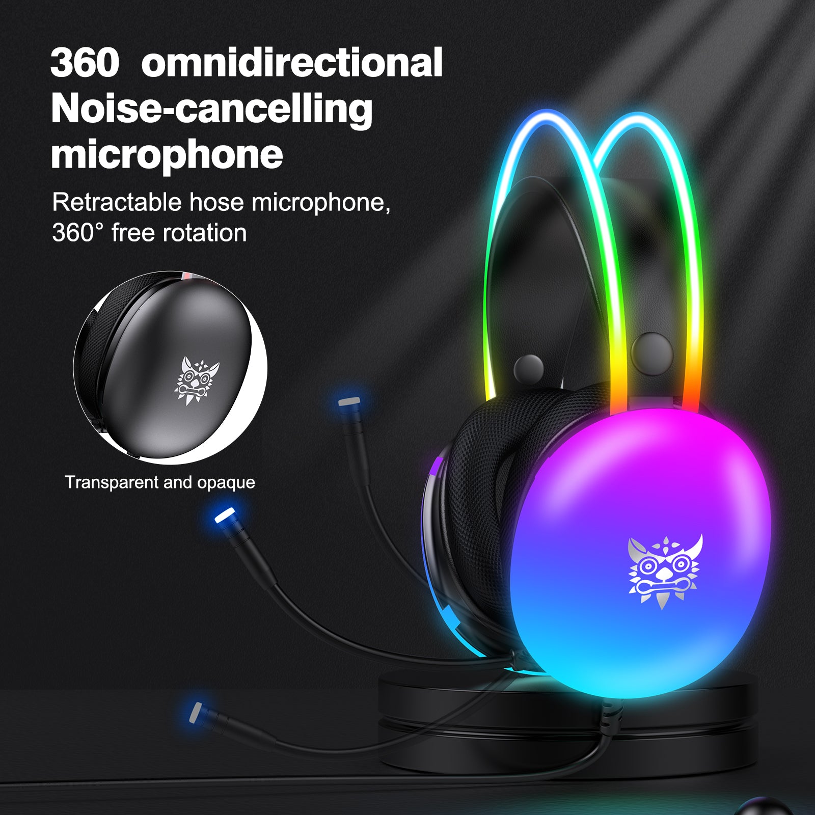 ONIKUMA X25 RGB Gaming Headset with Noise Cancelling Mic - 7.1 Surround Sound for PC, PS4, PS5, Xbox - Comfortable Over-Ear Headphones for Gaming, Streaming & Music (Perfect for Esports & Late-Night Gaming)