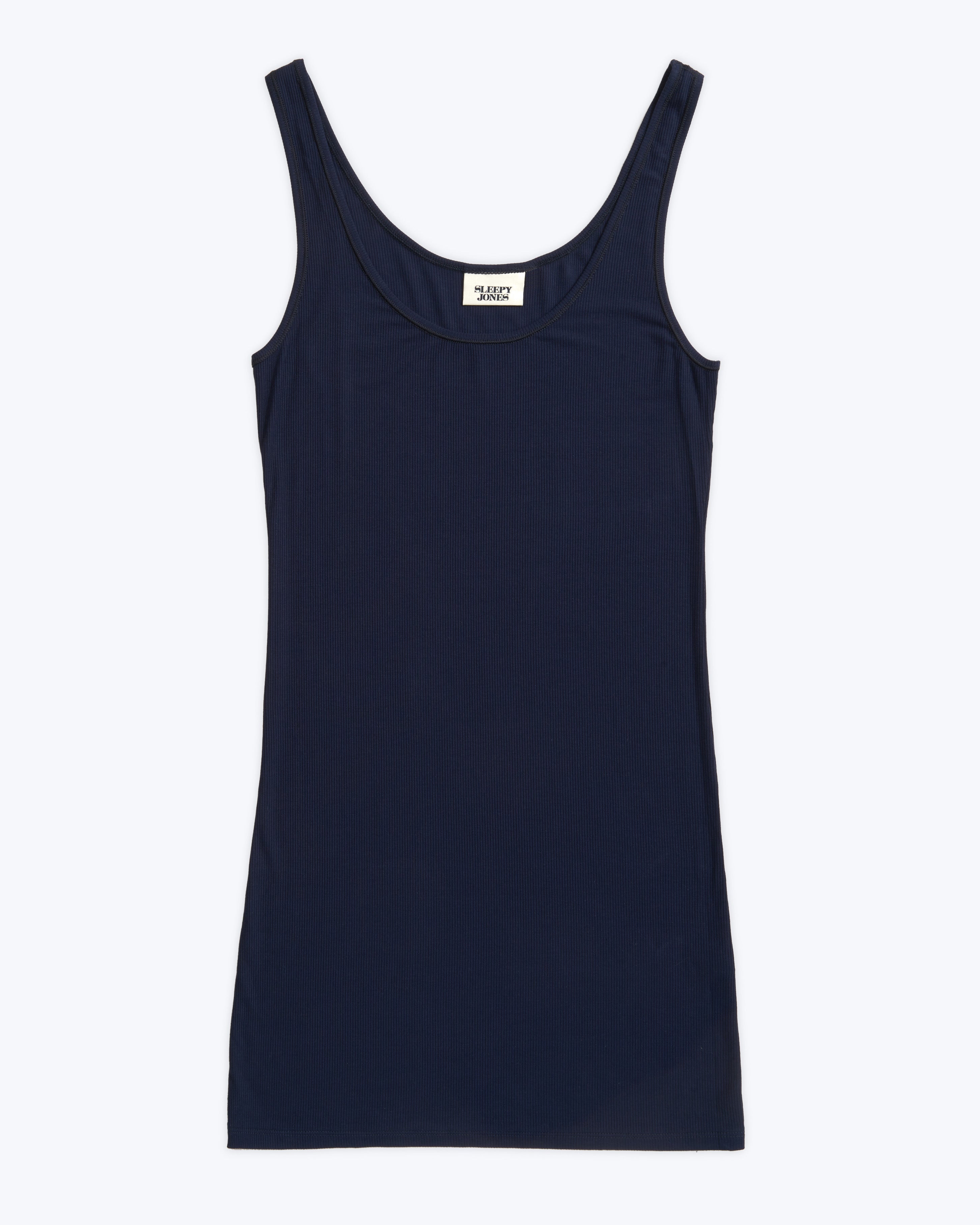 Women's Navy Blue Ribbed Tank Dress - Casual Summer Sleeveless Bodycon Dress for Beach, Party & Everyday Wear