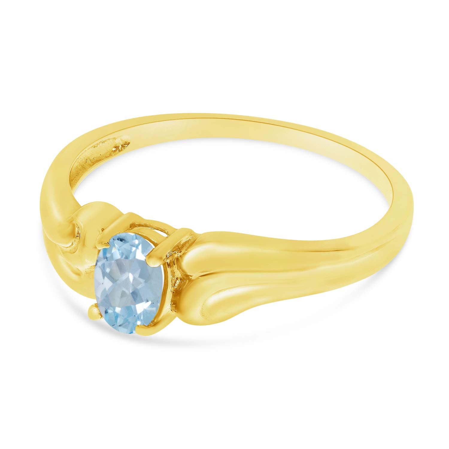 14K Yellow Gold Oval Aquamarine Ring for Women - March Birthstone Jewelry - Elegant Engagement, Wedding, Anniversary Gift for Her - Perfect for Everyday Wear & Special Occasions