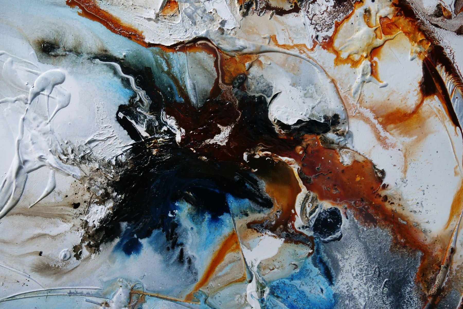 Gamma Oxide 120cm x 120cm Abstract Textured Painting in White & Black - Modern Wall Art for Living Room, Bedroom, or Office Decor