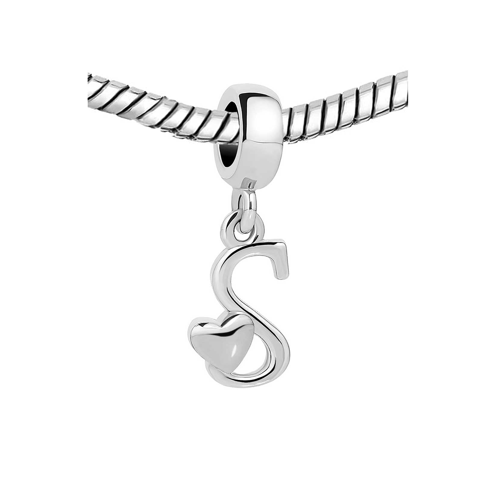 Personalized Alphabet Letter Charms - KunBead Initial Dangle Beads with Heart Design for DIY Charm Bracelets | Women's Jewelry Making Supplies for Birthdays, Gifts & Friendship Crafts