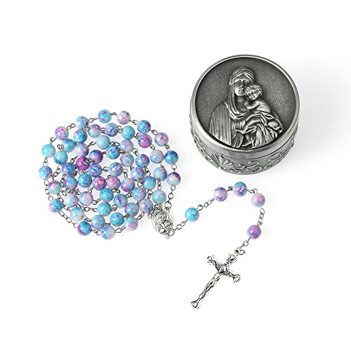 Ocean + Madonna & Child Rosary Box