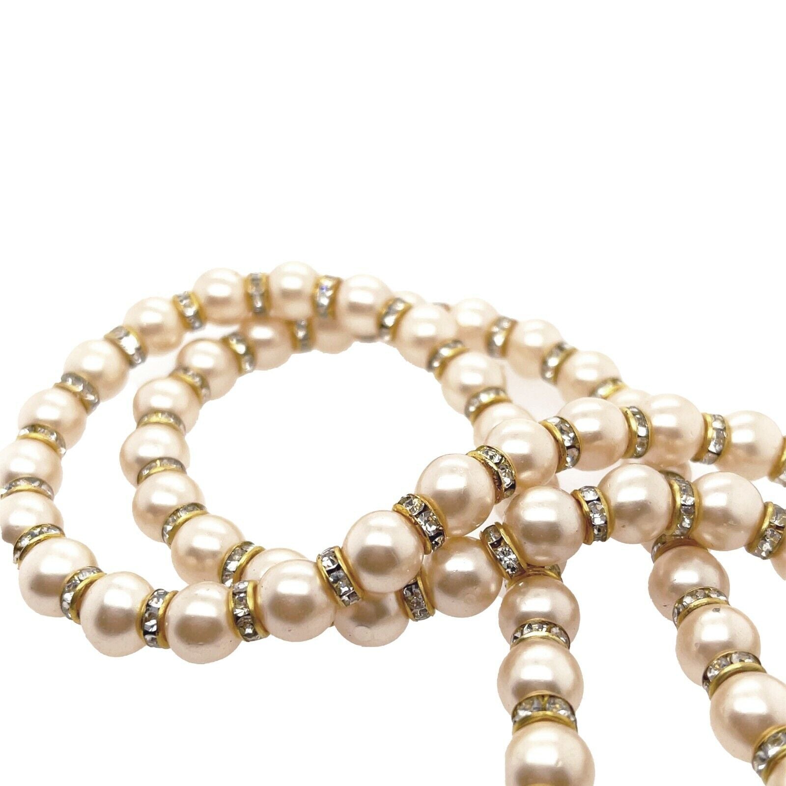 Chanel Pearl Rondelle Strass Double Layer Adjustable Gold Tone Necklace for Women - Elegant Layered Fashion Jewelry for Party, Wedding & Evening Outfits