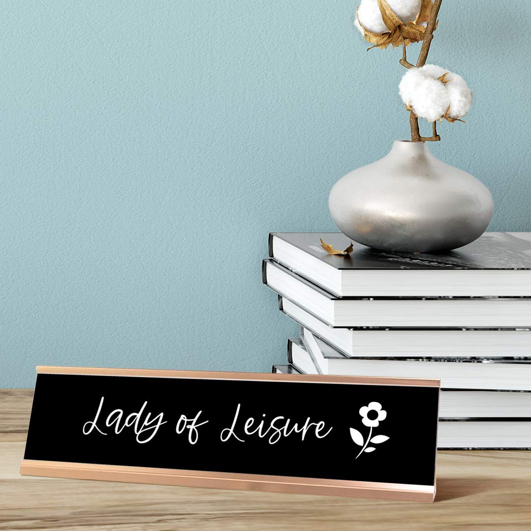 Funny Lady of Leisure Desk Sign - Novelty Office Nameplate (2 x 8 Inches) - Perfect for Home Office Decor & Gift for Coworkers