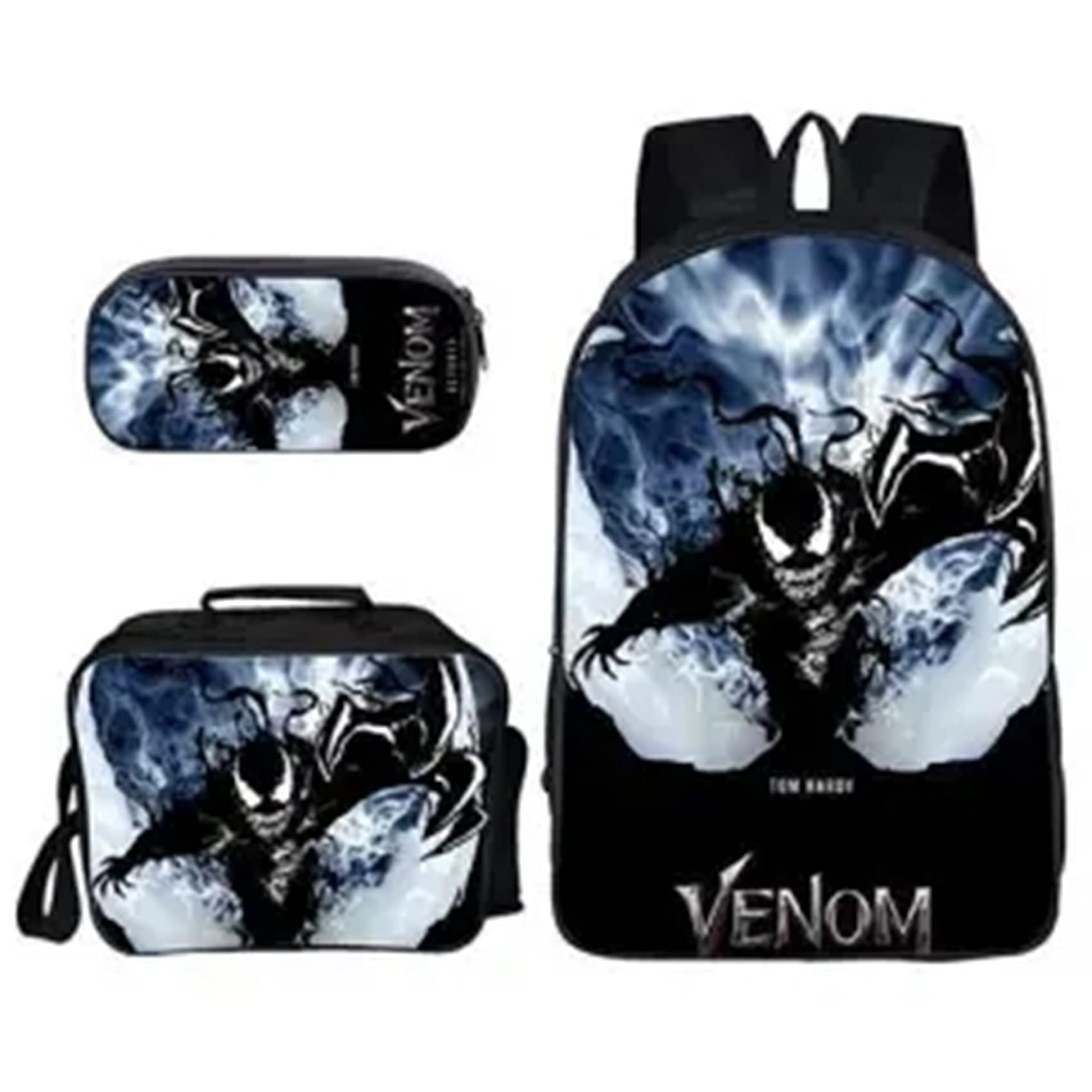 ZooYi Venom 3-in-1 Waterproof Backpack Set for Students - School Backpack with Lunch Box & Pencil Case - Perfect for School, Travel, and Outdoor Activities