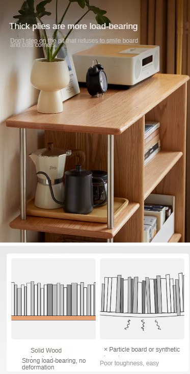 Oak Solid Wood Modern Bookcase - Stylish Bookshelf for Home & Office - Perfect for Living Room, Bedroom, and Study Room Organization