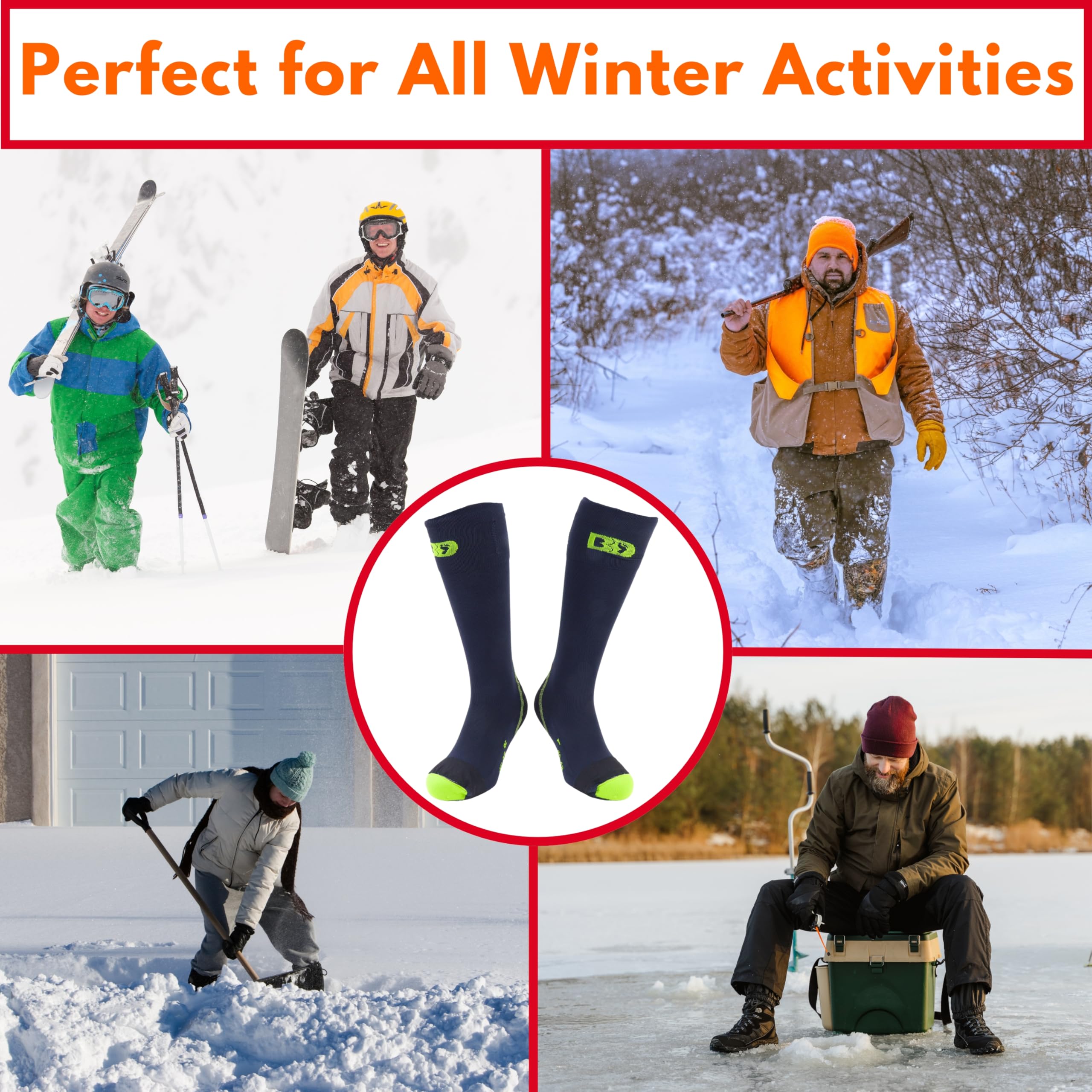 Hotronic XLP PFI 30 Ultra Thin Heated Socks for Men & Women - Electric Warming Socks for Skiing, Hiking & Winter Outdoor Activities