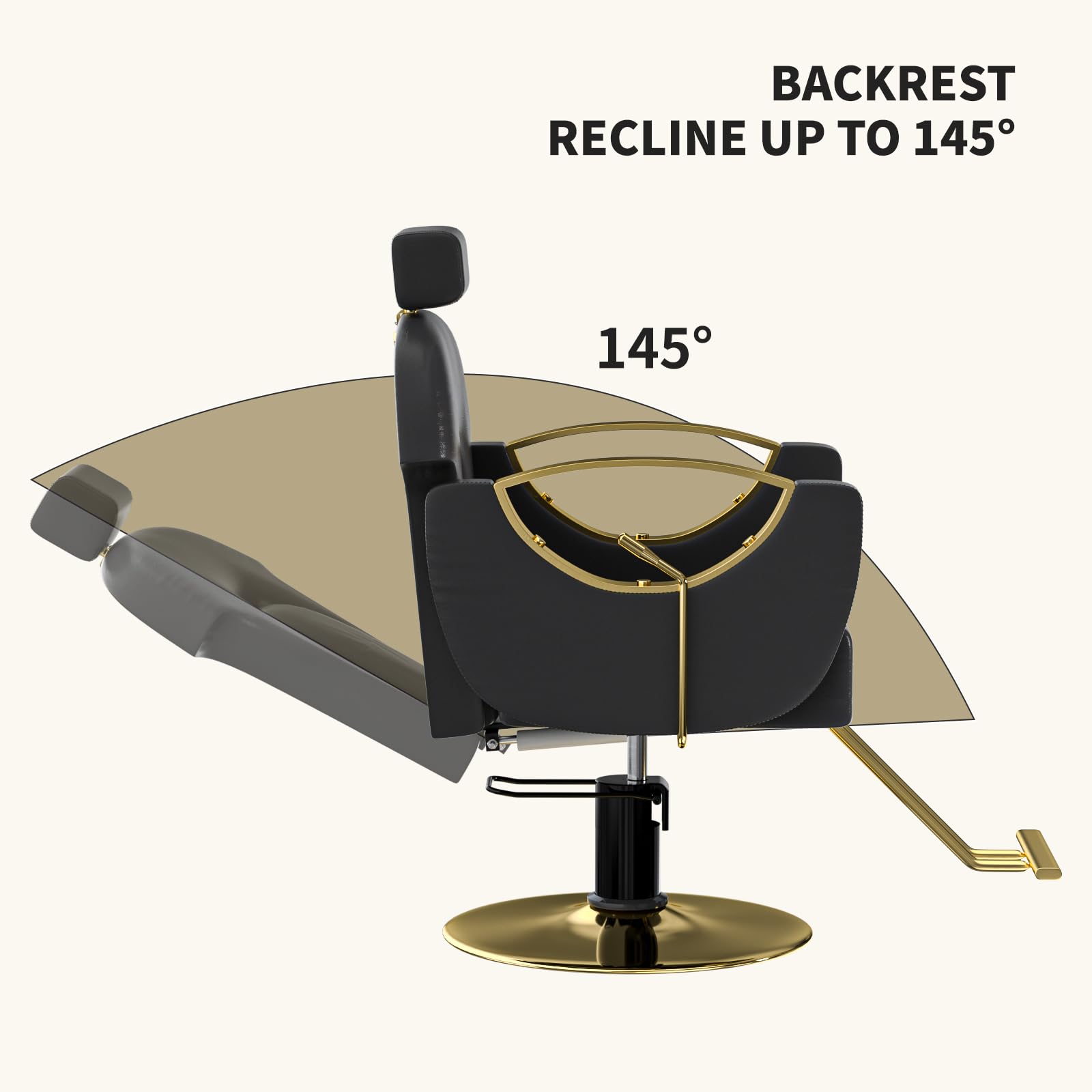 Premium Black & Gold Hydraulic Barber Chair - 360° Swivel, Height Adjustable & Reclining Salon Styling Chair with Lifting Headrest | Comfortable Hairdresser Chair for Salons, Barbershops & Home Use