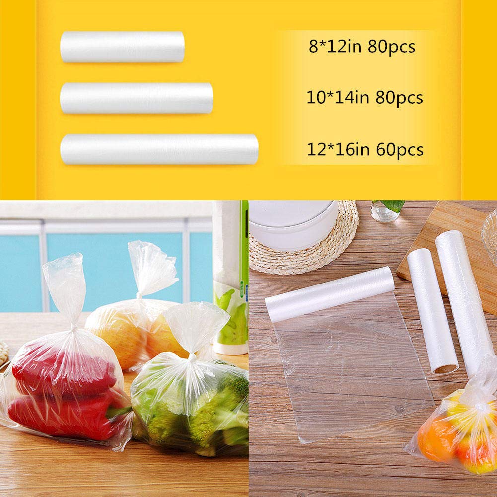 Disposable Plastic Food Storage Bags - 3 Sizes (240 Count) - Freezer Safe, Sandwich, Snack & Meal Prep Bags for Home, Office & Picnics