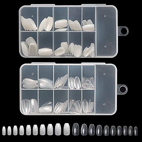 Belicia Short Coffin Shape Acrylic Nails 200Pcs - Clear Natural Full Cover Fake Nails with Storage Box for Nail Salon & DIY Manicure | Perfect for Weddings, Parties & Everyday Wear