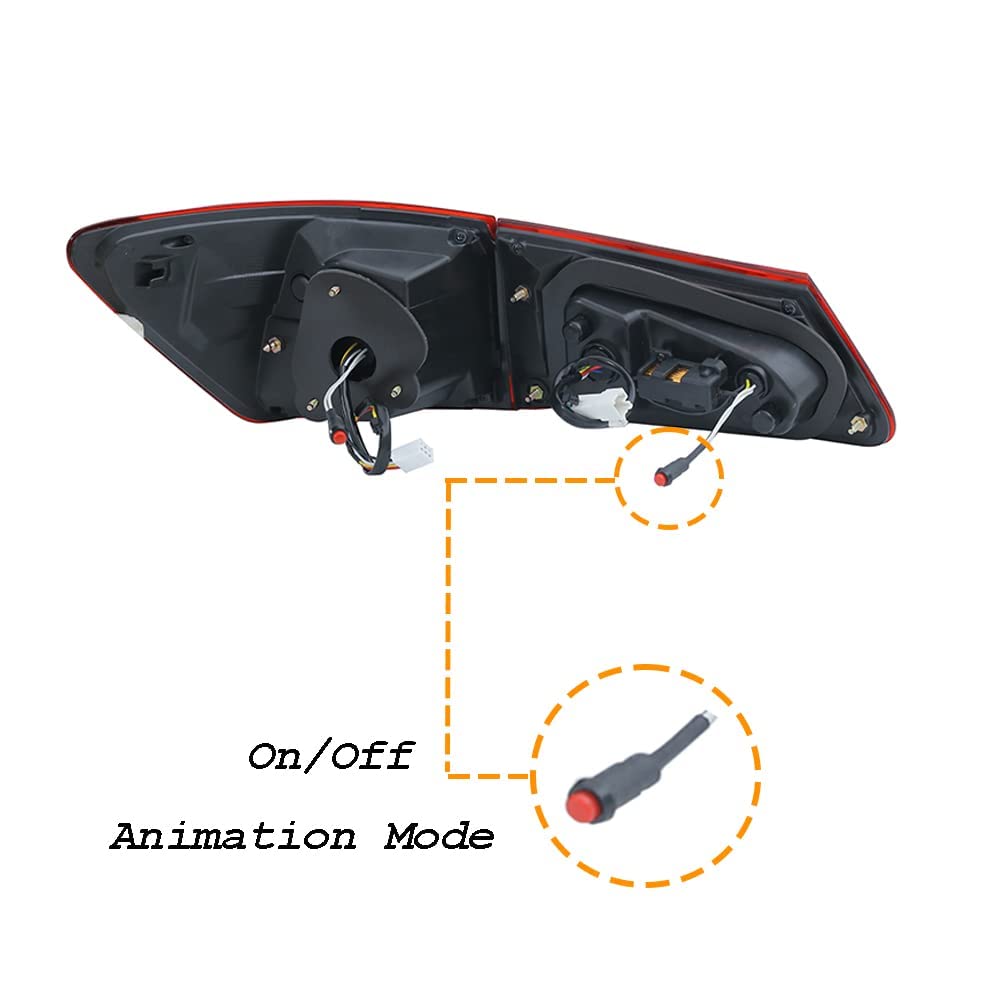 Lexus IS250 IS350 ISF LED Smoked Tail Lights (2006-2013) - Sequential Turn Signals & Start-Up Animation - Rear Lamp Assembly - Perfect for Night Driving & Car Customization