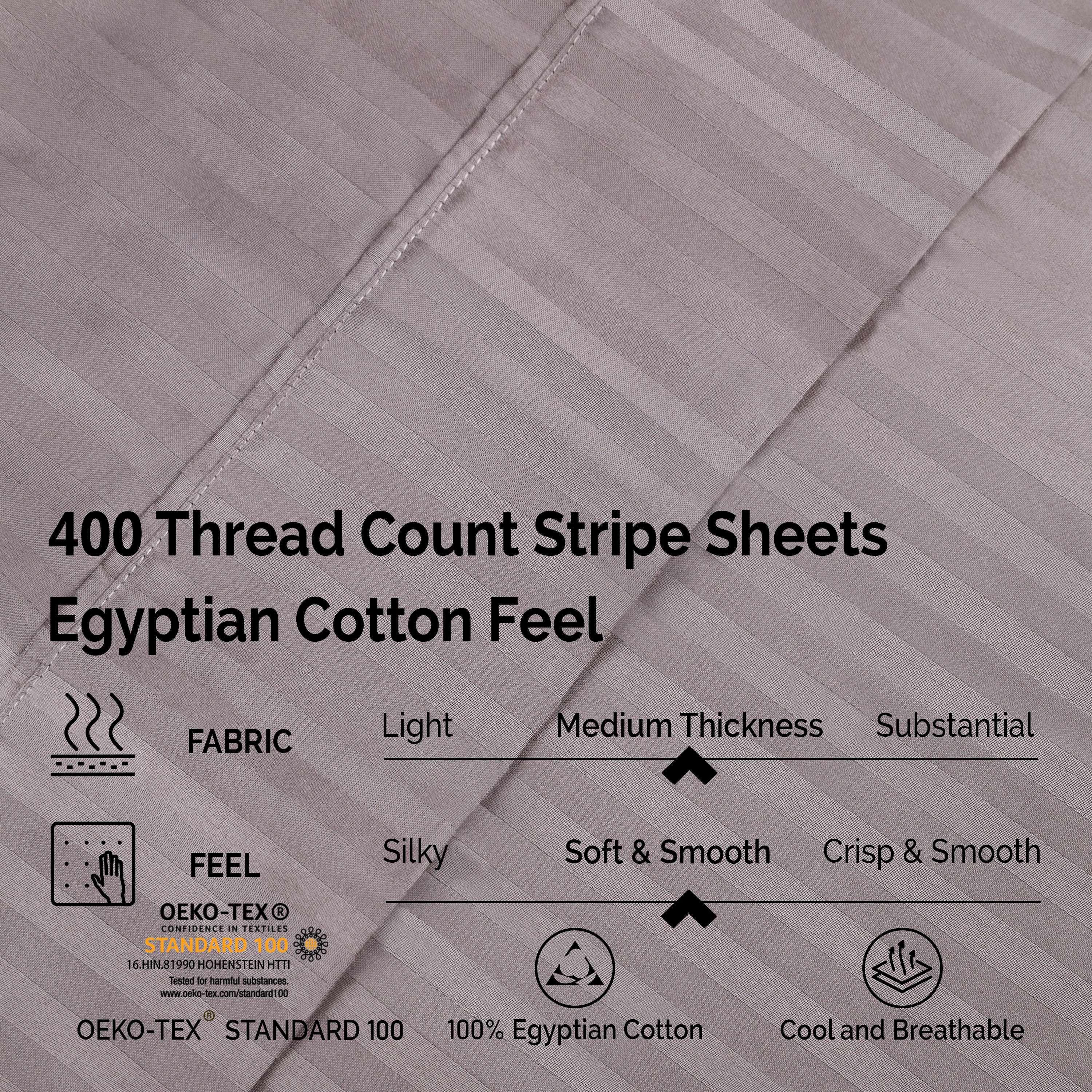Premium 400 Thread Count Egyptian Cotton Sheet Set - Deep Pocket, Striped Design for Ultimate Comfort - Perfect for Master Bedrooms & Guest Rooms