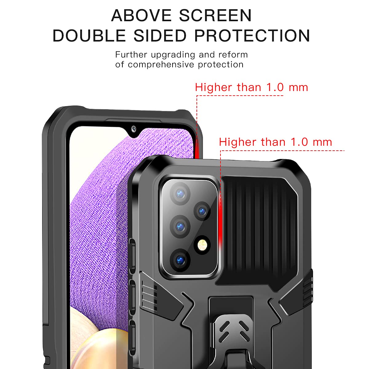 ZMONE Military Grade Shockproof Phone Case for Oppo Reno 5 Lite/A94 4G/F19 Pro [2 Pack] with Tempered Glass Screen Protector & Metal Belt Clip - Black | Perfect for Outdoor Activities, Work & Travel Protection