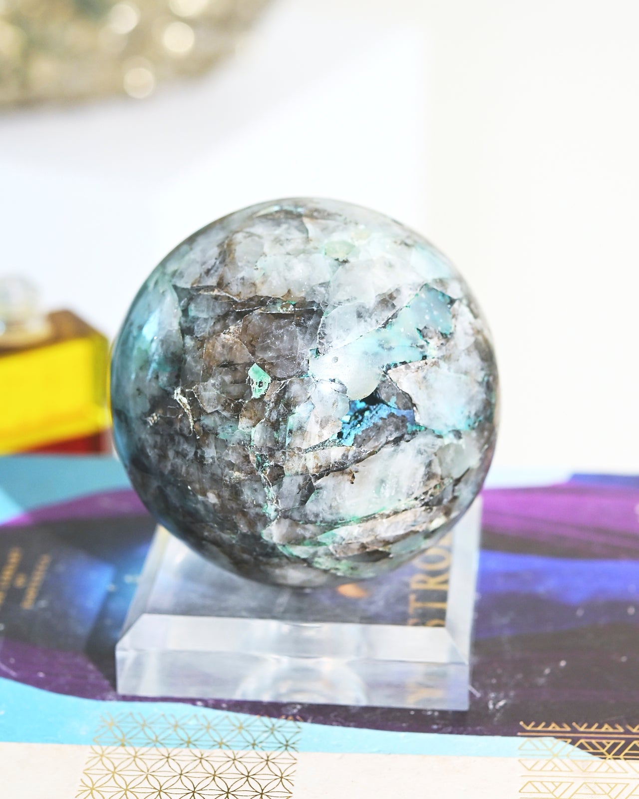 Natural Chrysocolla Sphere 3.5 Inch - Healing Crystal for Meditation, Home Decor & Energy Work | Perfect for Yoga, Reiki & Spiritual Gifts